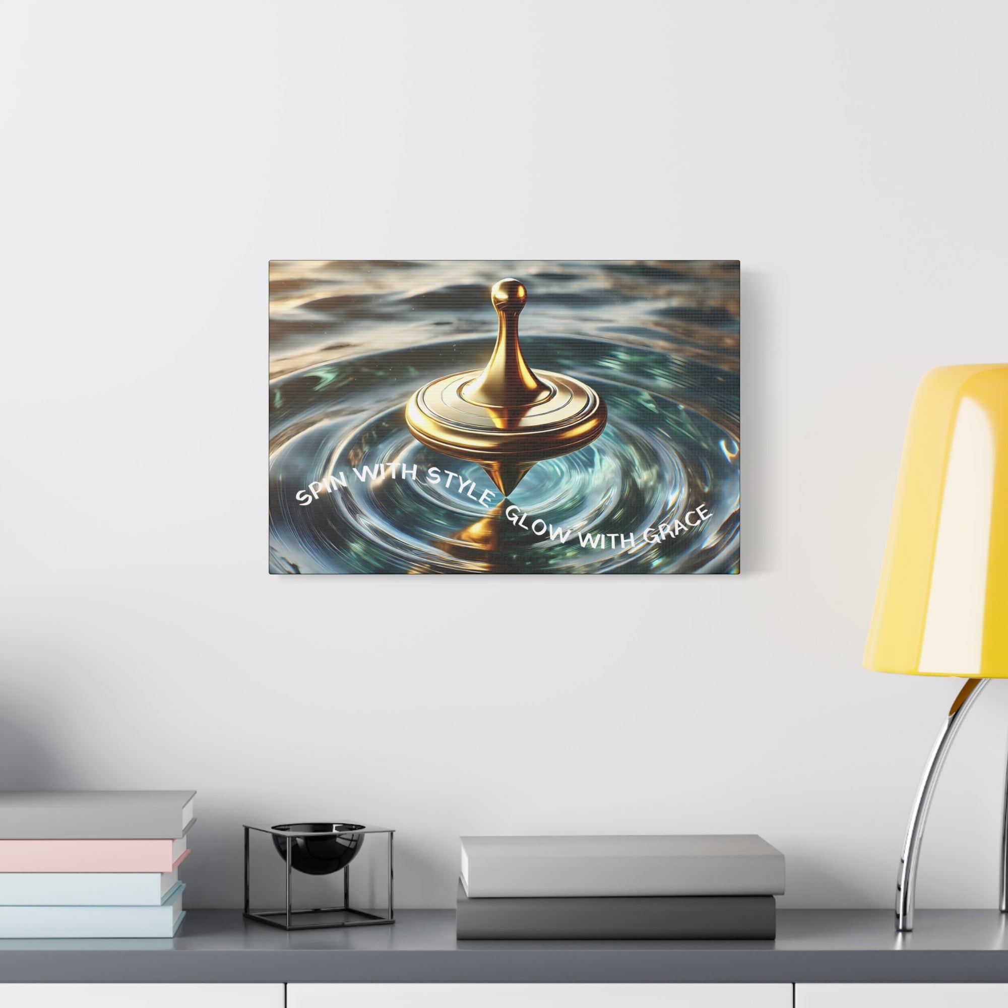 Spin with Style – Golden Spinning Top Matte Canvas | Glow with Grace Inspirational Wall Art