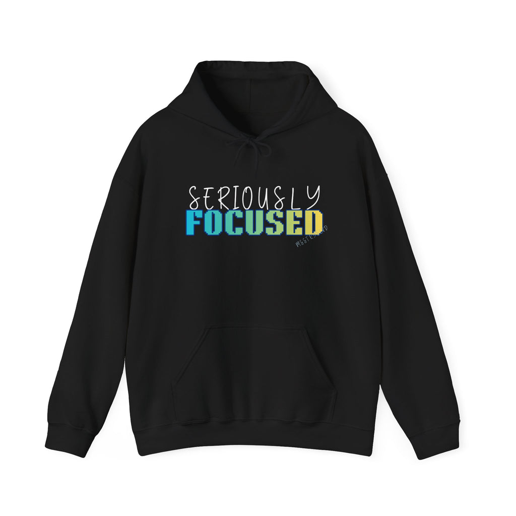 Embroidered Seriously Focused Heavy Blend™ Hooded Sweatshirt Quote Retro Pixel