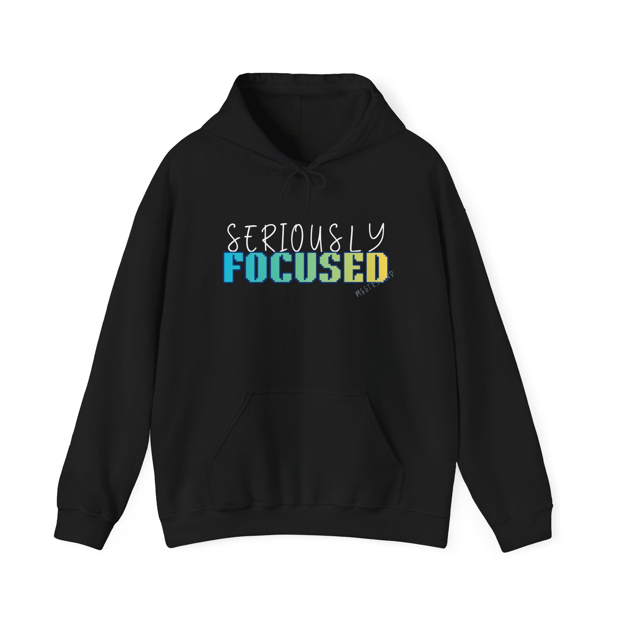 Embroidered Seriously Focused Heavy Blend™ Hooded Sweatshirt Quote Retro Pixel