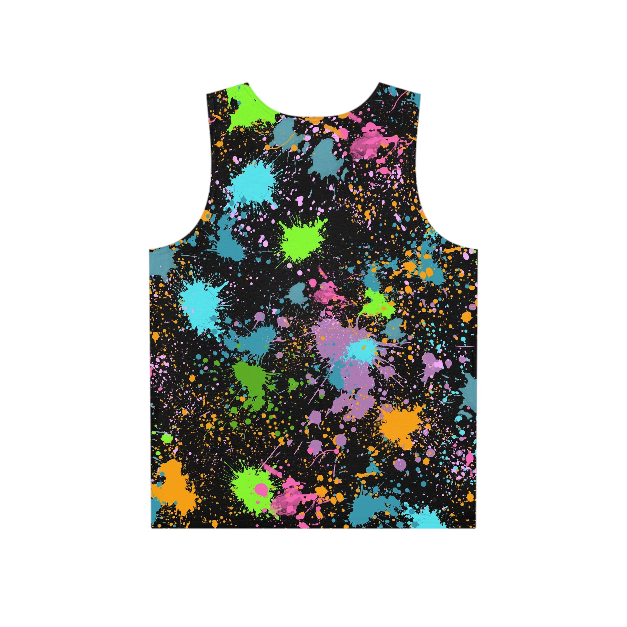 Men's Tank Neon Paint Splatter | Colourful Graphic Top Festival Rave Streetwear