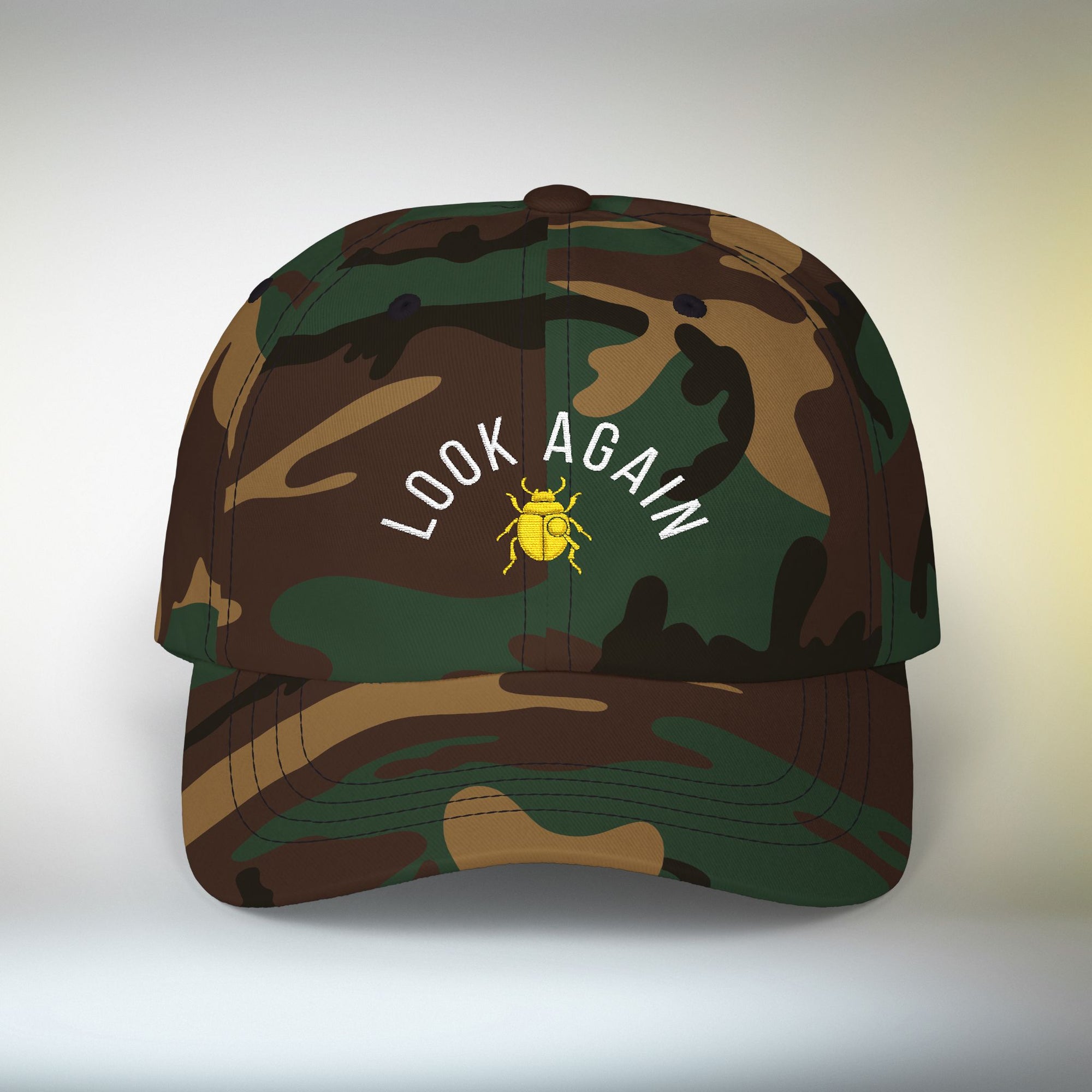 Look Again Embroidered Cap | Minimal Beetle Dad Hat, Premium Unisex Embroidery, Subtle Streetwear Hat