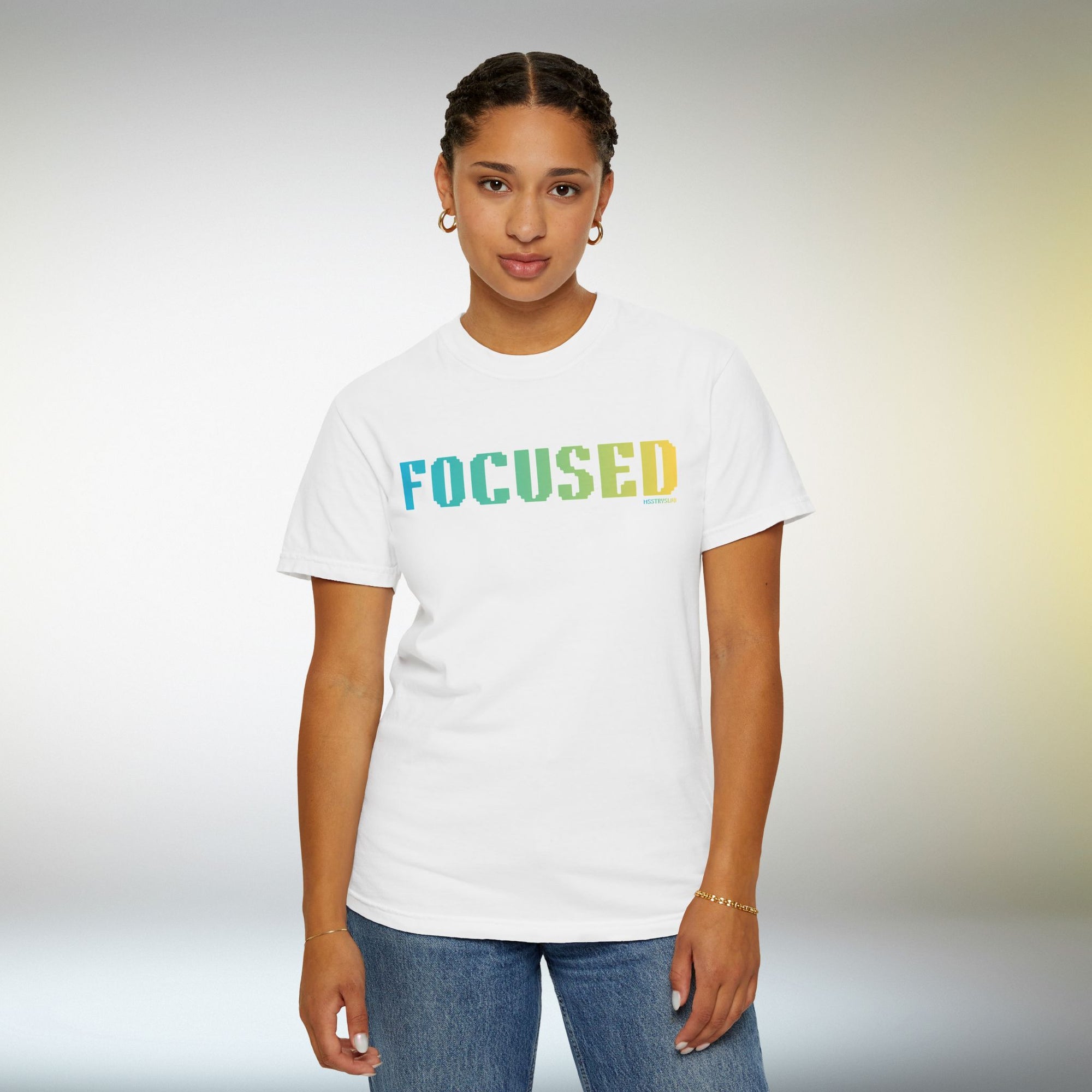FOCUSED Graphic T Shirt Aesthetic Streetwear Tee, Unisex Minimal Typography Shirt, Study Pastel Fashion Top