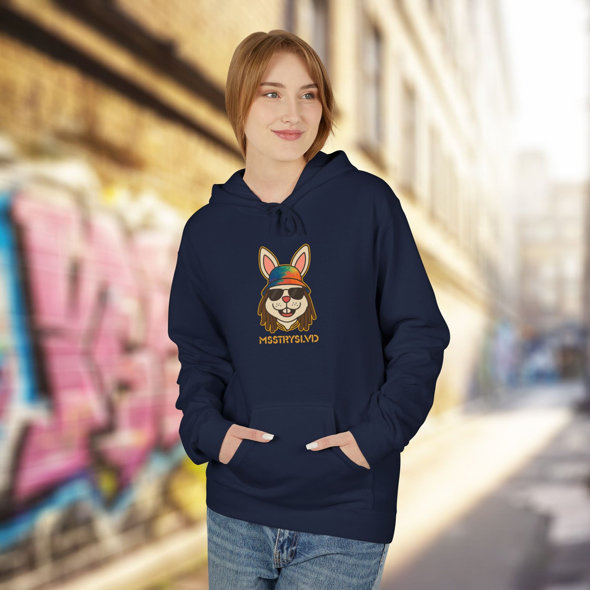 Reggae Bunny Graphic Hoodie | Rabbit with Bucket Hat & Sunglasses Streetwear