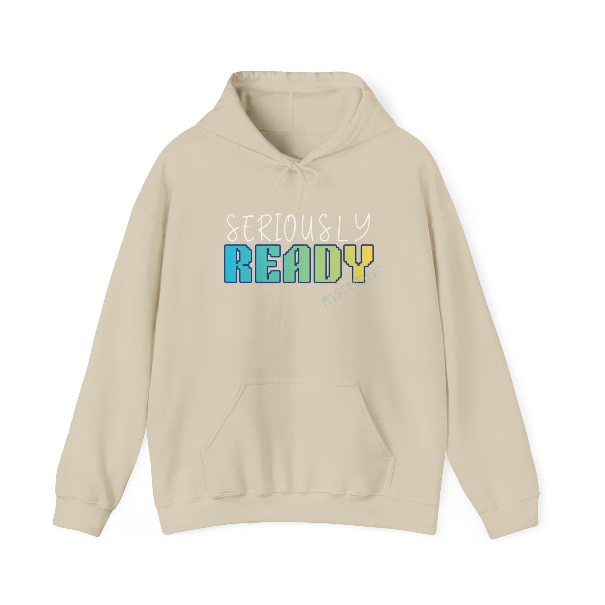 Embroidered Seriously Ready Heavy Blend™ Hooded Sweatshirt Quote Retro Pixel