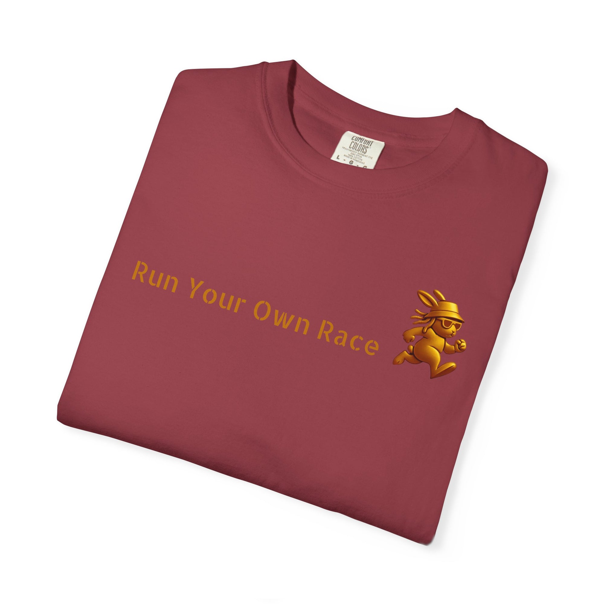 Gold Fearless Bunny Streetwear Graphic Tee| Run Your Own Race T Shirt