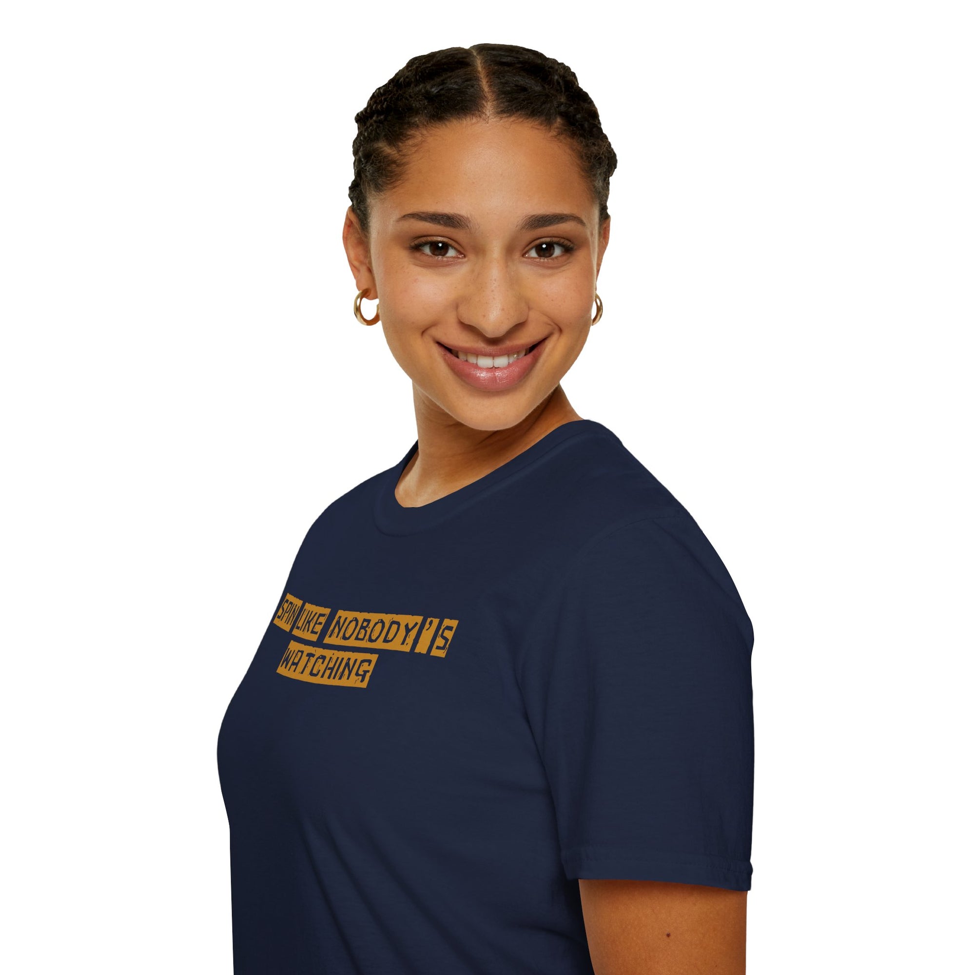 Spin Like Nobody’s Watching T-Shirt – Funny Motivational Tee | Quirky Gift for Free Spirits