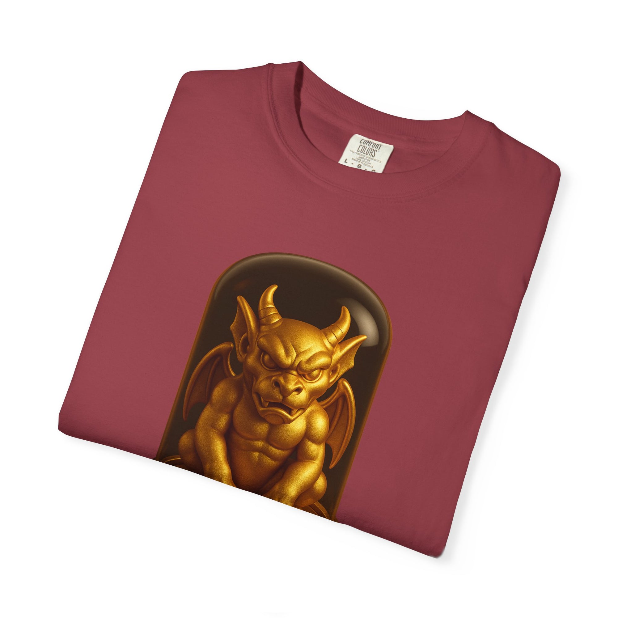 “MYTHFORGE V1” Streetwear Graphic T-Shirt – Golden Relic Beetle Vault Rush Gargoyle Edition Tee For Men & Women