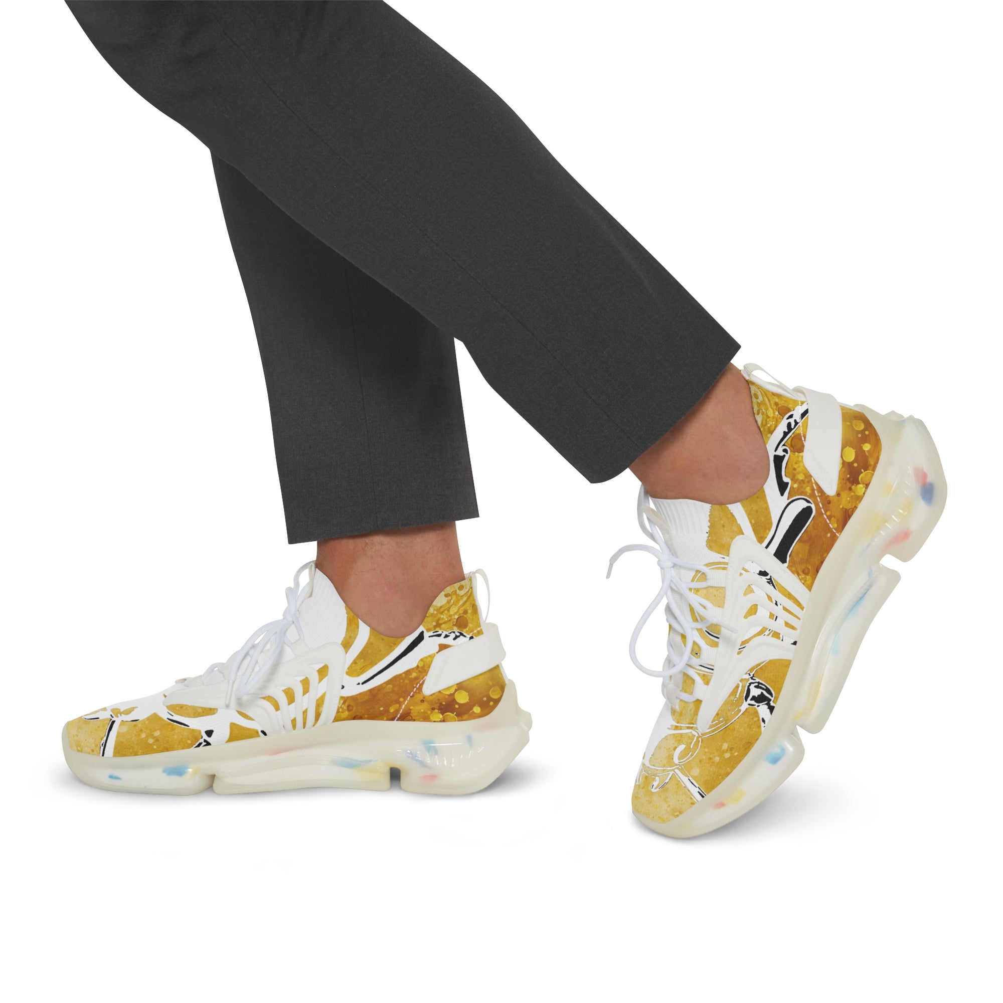 🟡 “GOLD BUGGED OUT V1A”  Men's Mesh Sneakers
