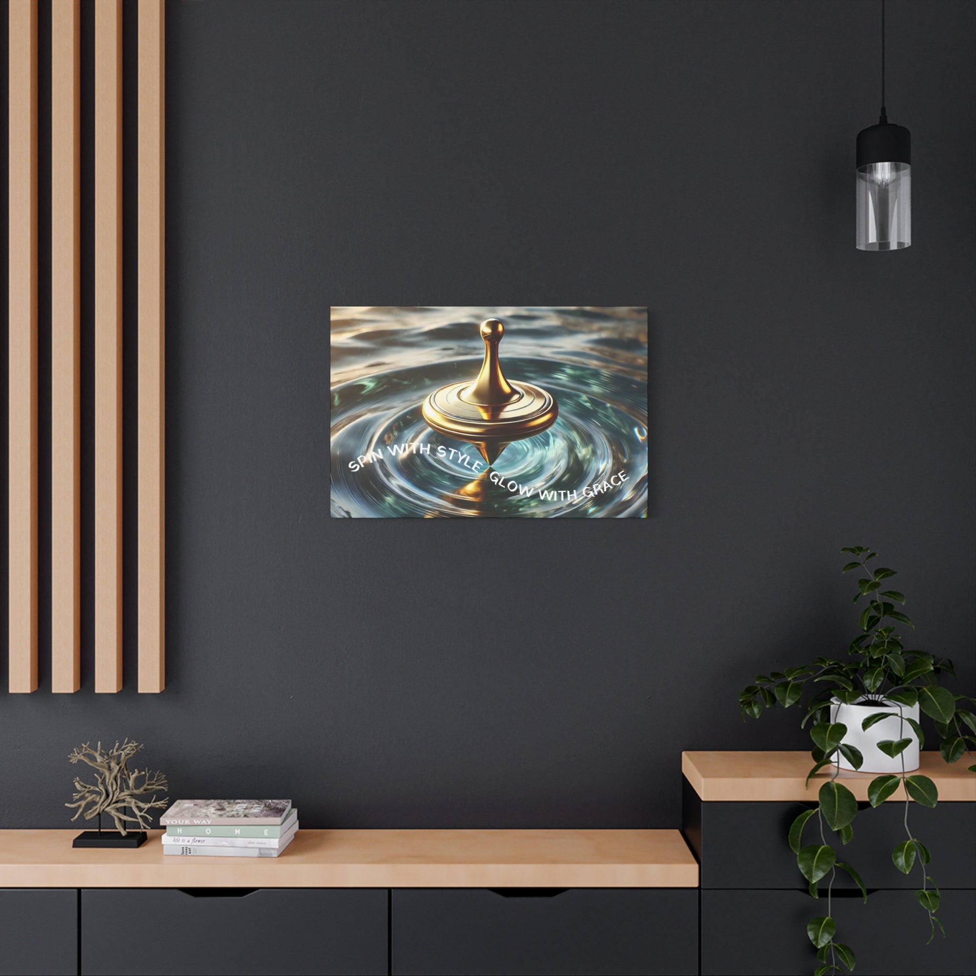 Spin with Style – Golden Spinning Top Matte Canvas | Glow with Grace Inspirational Wall Art