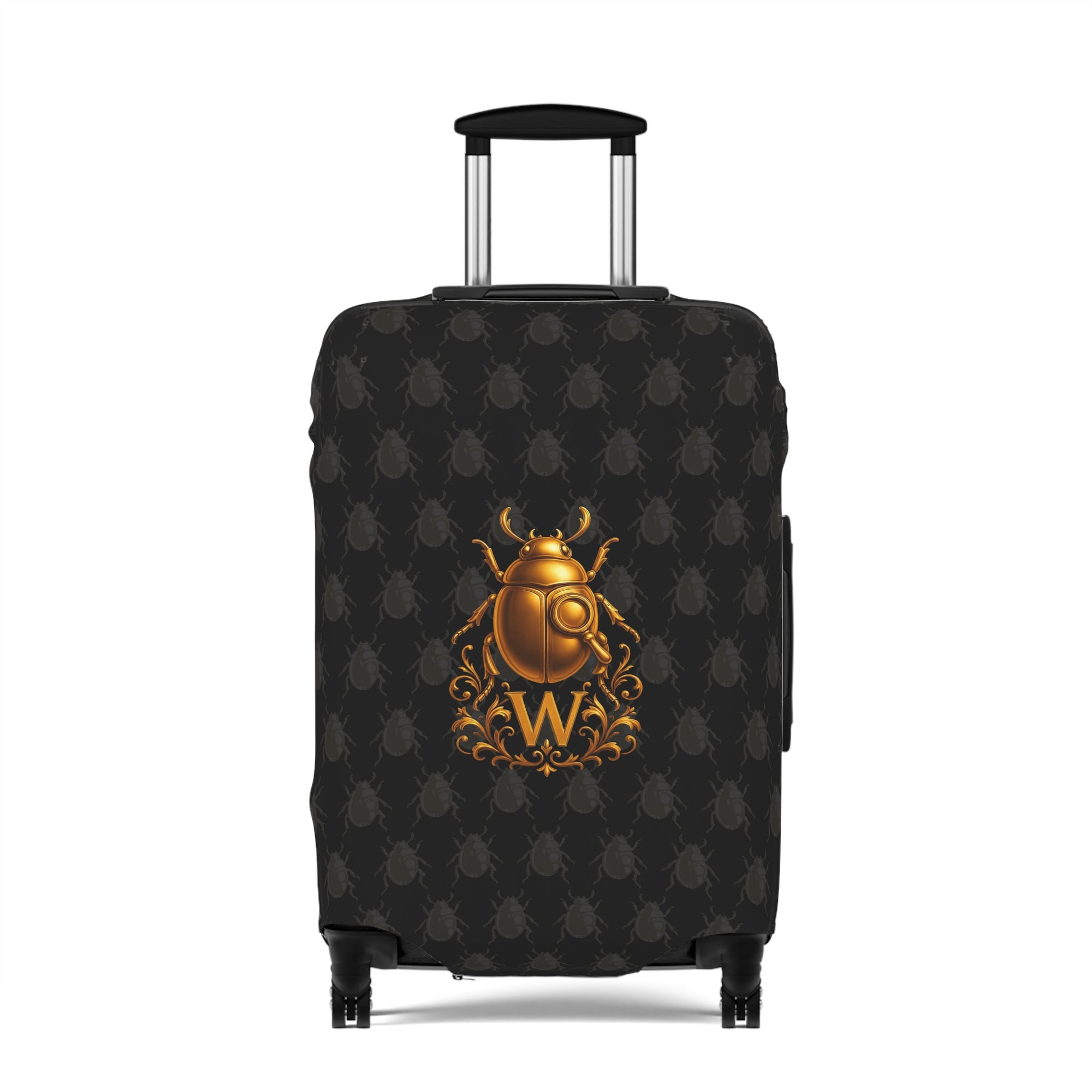 Golden Beetle Initial 'W' Luggage Cover Travel Suitcase Mid-Century Vintage Style