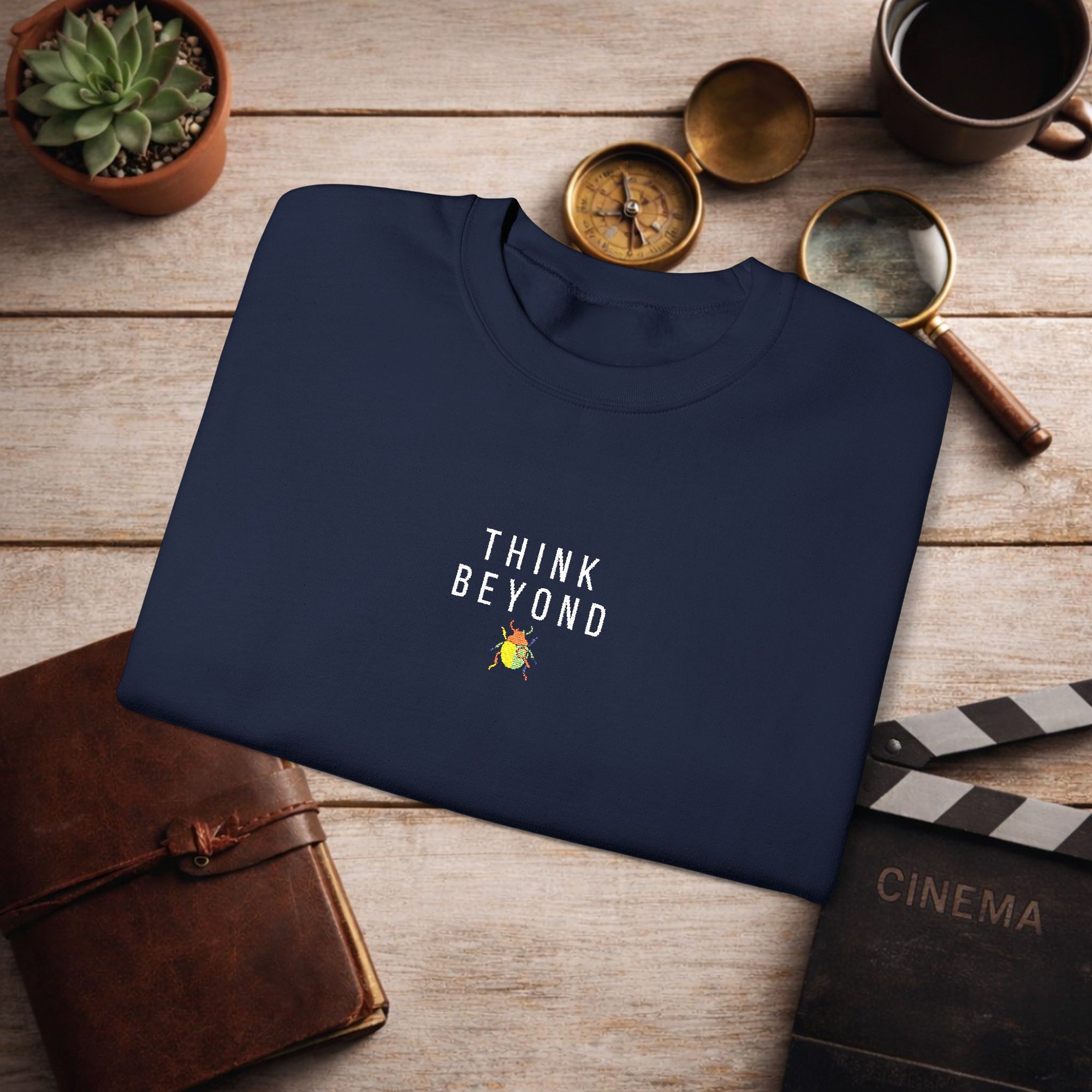 Think Beyond Embroidered Sweatshirt | Minimal Motivational Crewneck, Premium Unisex Embroidery, Thoughtful Streetwear