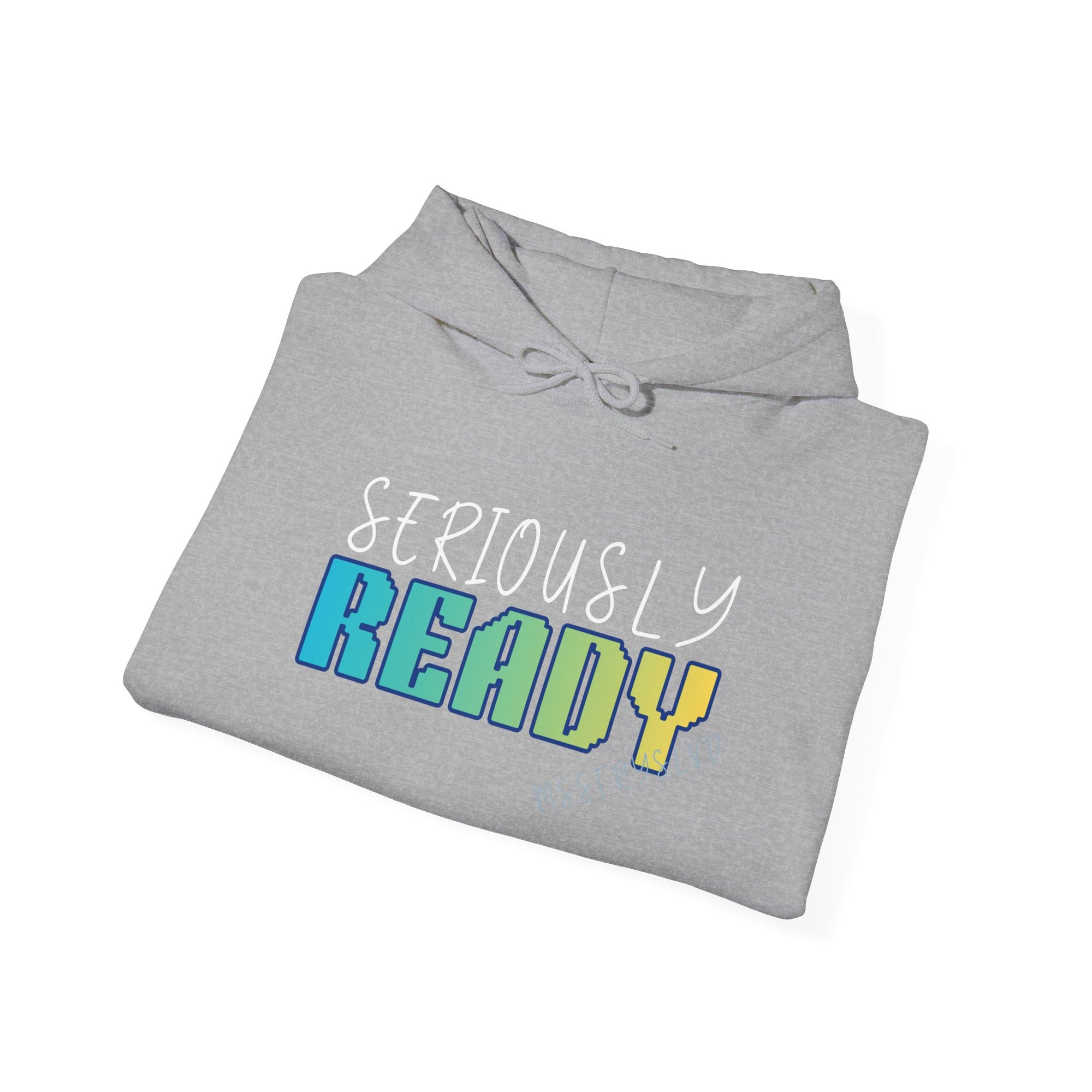 Embroidered Seriously Ready Heavy Blend™ Hooded Sweatshirt Quote Retro Pixel