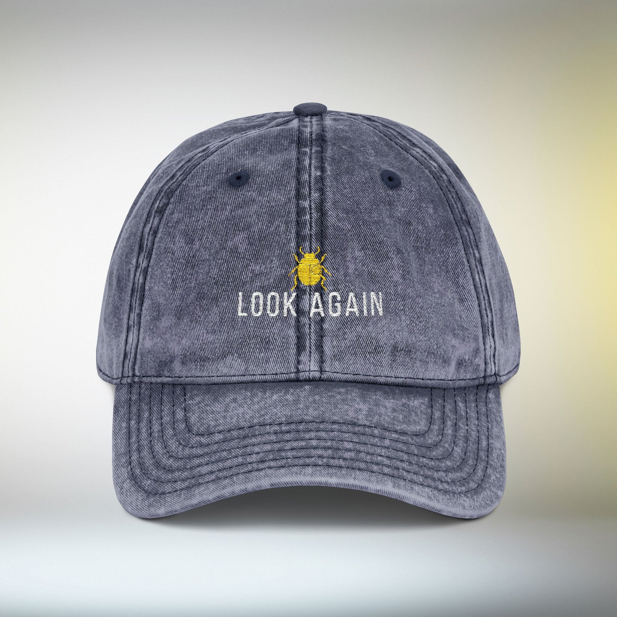 Look Again Embroidered Vintage Cap | Minimal Beetle Dad Hat, Premium Unisex Embroidery, Subtle Streetwear Hat