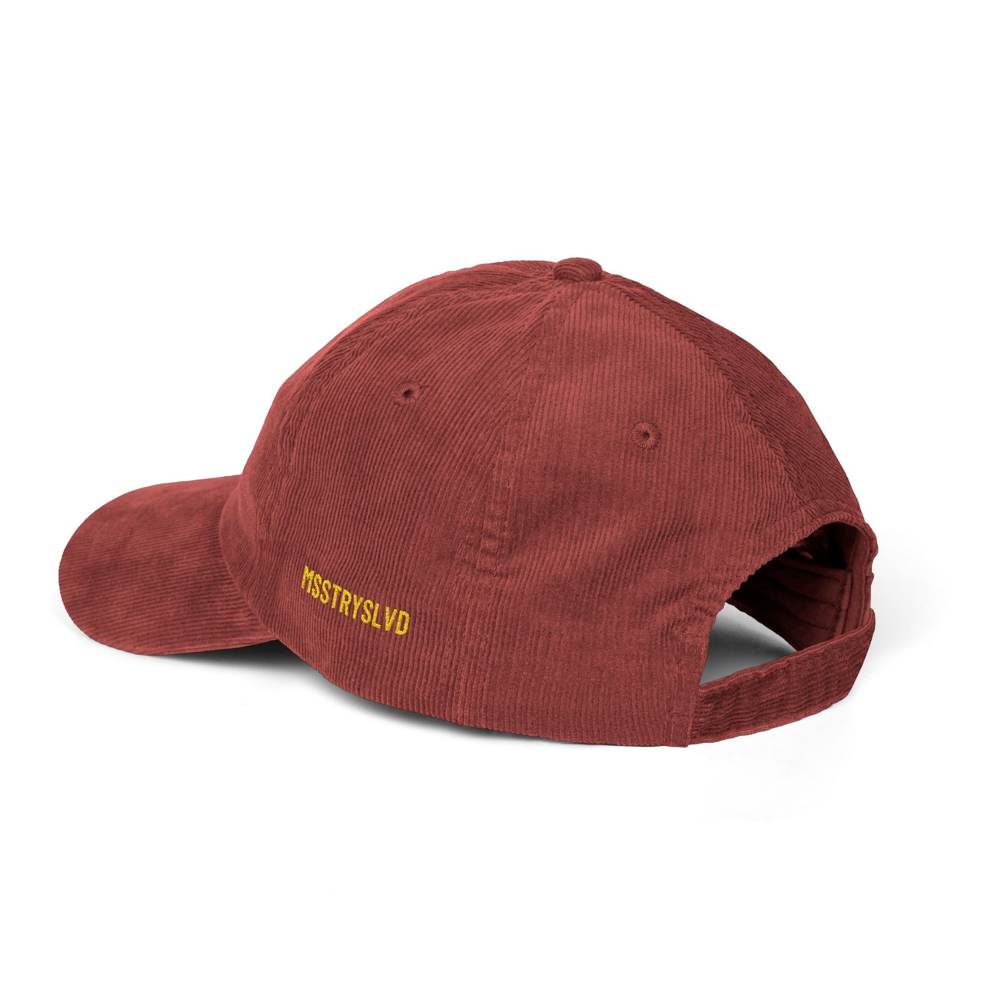 Vintage Corduroy Cap with Gold Beetle Embroidery – Retro Bug Design, Cool Streetwear Golden Insect Aesthetic Cap