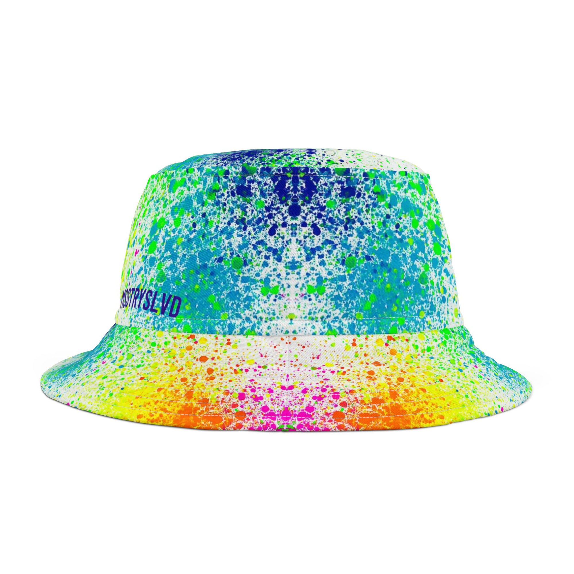BURST Color Splash Bucket Hat White Neon in Rainbow Colors | Cool Reversible Hat for Summer Festival | Streetwear