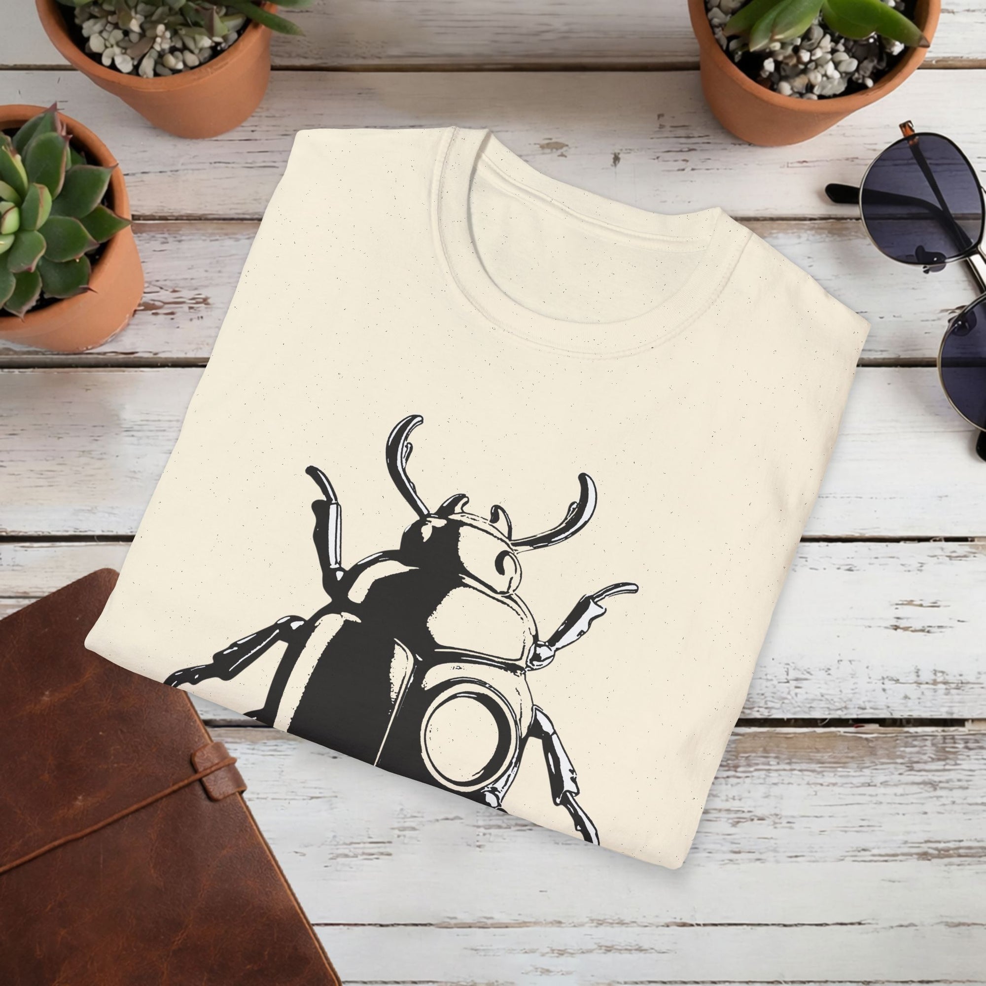 Beetle Graphic T-Shirt – Minimalist Insect Shirt, Nature-Inspired Unisex Tee, Entomology Gift, Aesthetic Bug Design, Unisex Softstyle T-Shirt