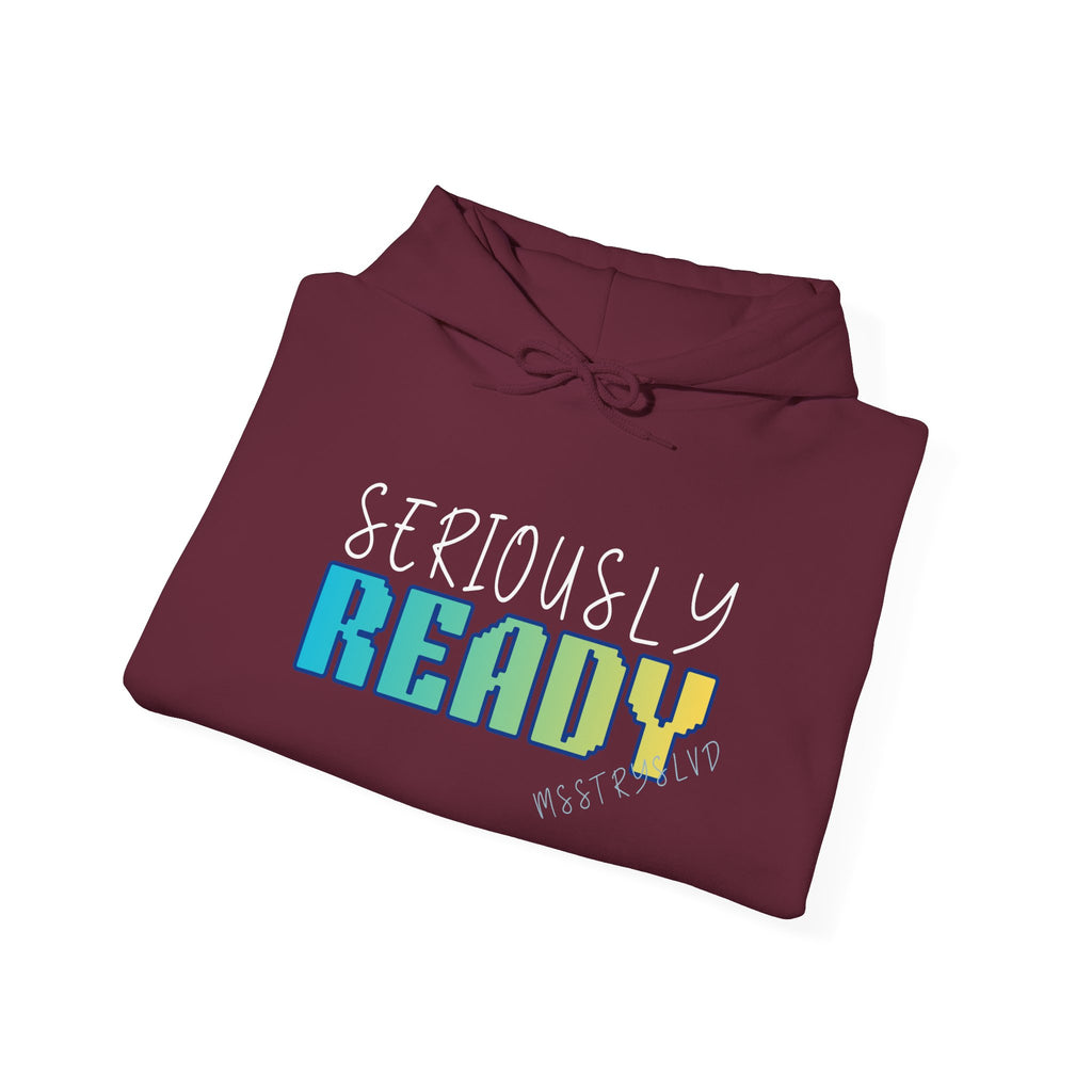 Embroidered Seriously Ready Heavy Blend™ Hooded Sweatshirt Quote Retro Pixel