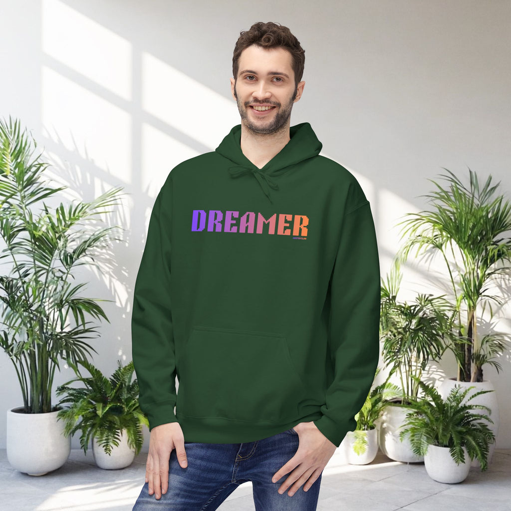 Dreamer Bold Text Big Quote Hoodie | Bold Colorful Print Retro Graphic Pullover