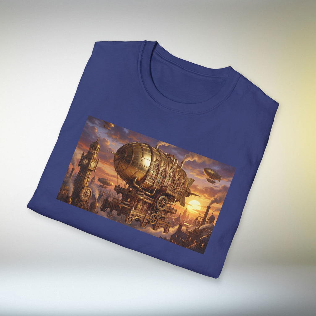 Steampunk Airship T-Shirt | Fantasy Vintage Flying Machine Graphic Tee Retro