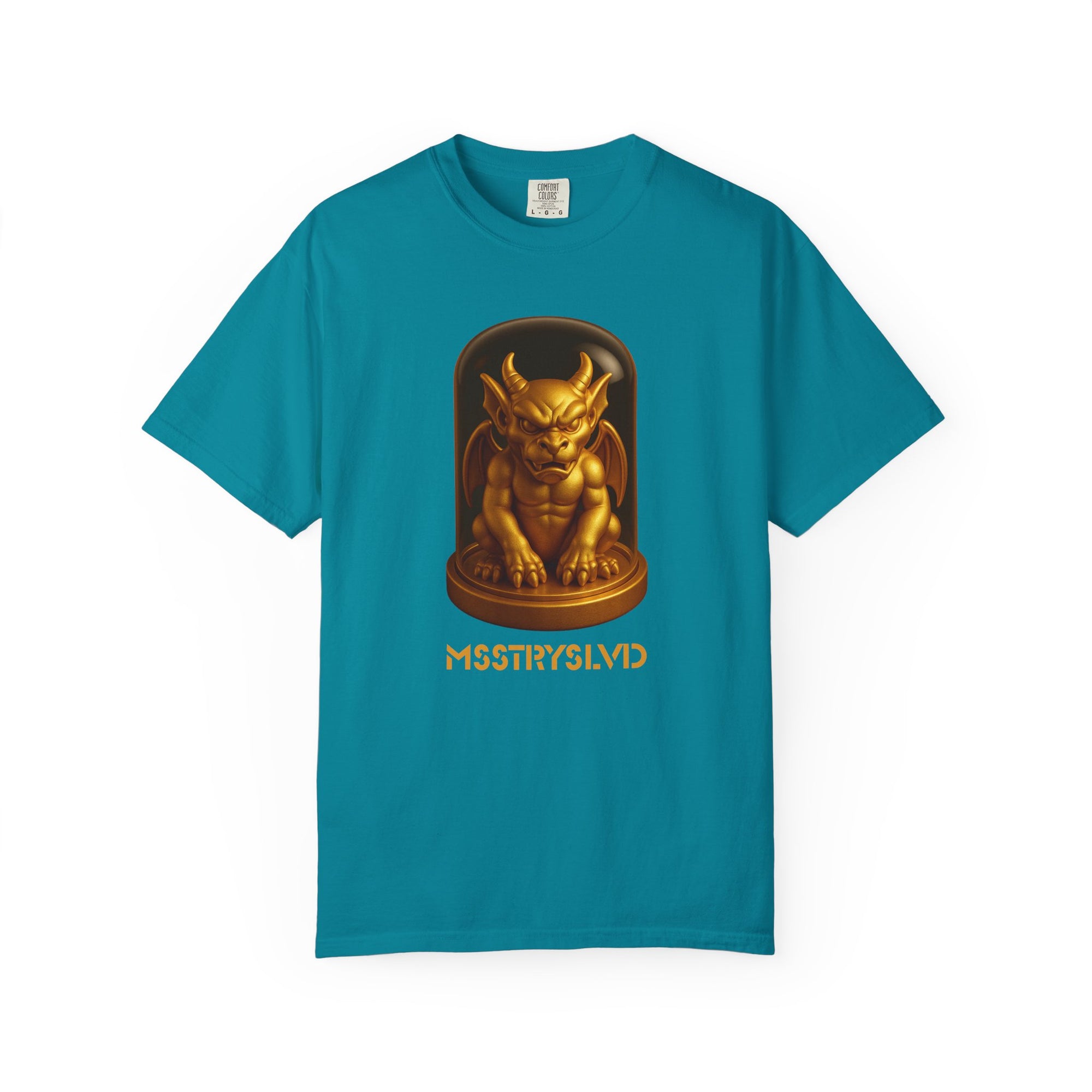 “MYTHFORGE V1” Streetwear Graphic T-Shirt – Golden Relic Beetle Vault Rush Gargoyle Edition Tee For Men & Women