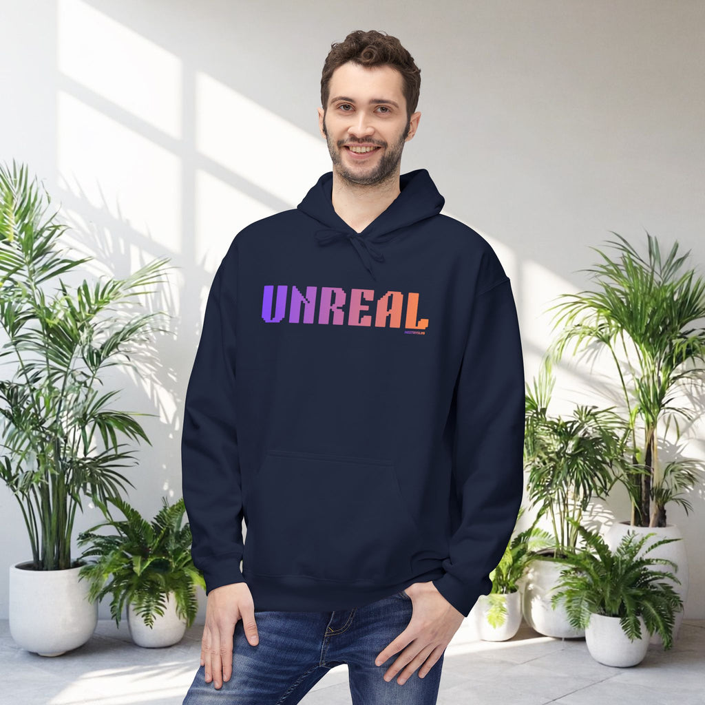 Unreal Bold Big Quote Hoodie | Positive Colorful Print Retro Graphic Pullover