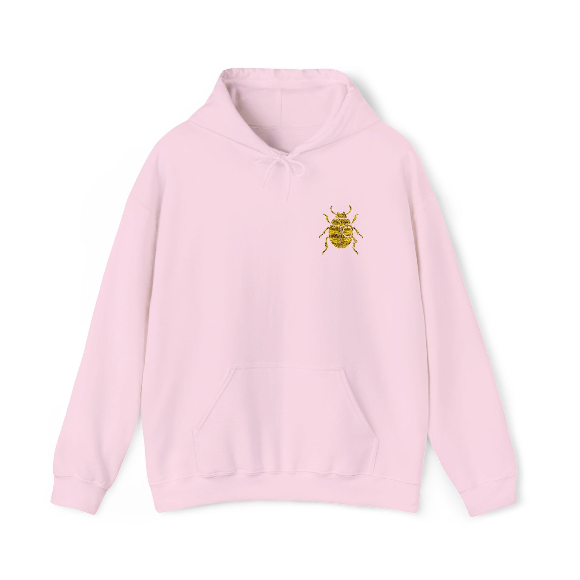 Gold Beetle Embroidered Hoodie – Futuristic Steampunk Insect, Unique Golden Bug Fashion Top | Unisex Heavy Blend Hooded Sweatshirt