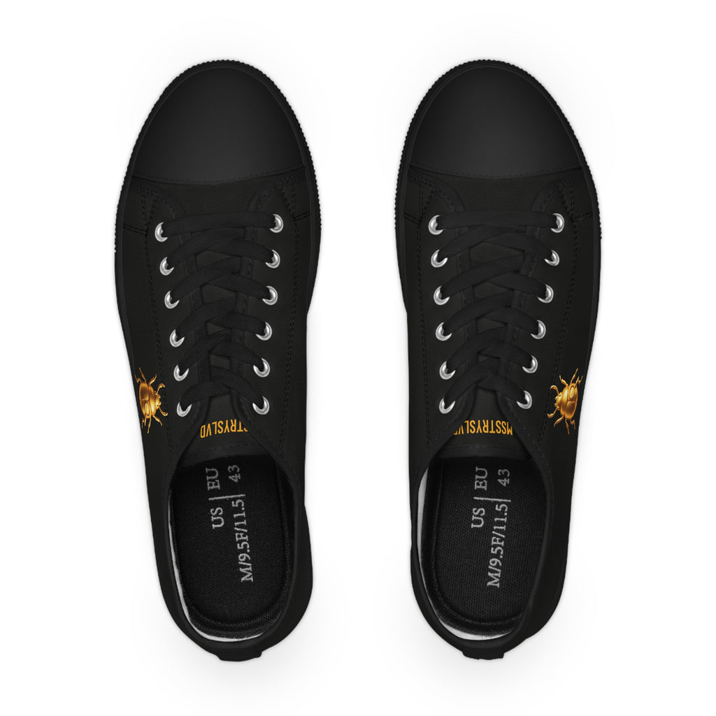 “DARKWALKER V1” Unisex Low Top Sneakers – Black & Gold Beetle Streetwear Edition, Men & Women
