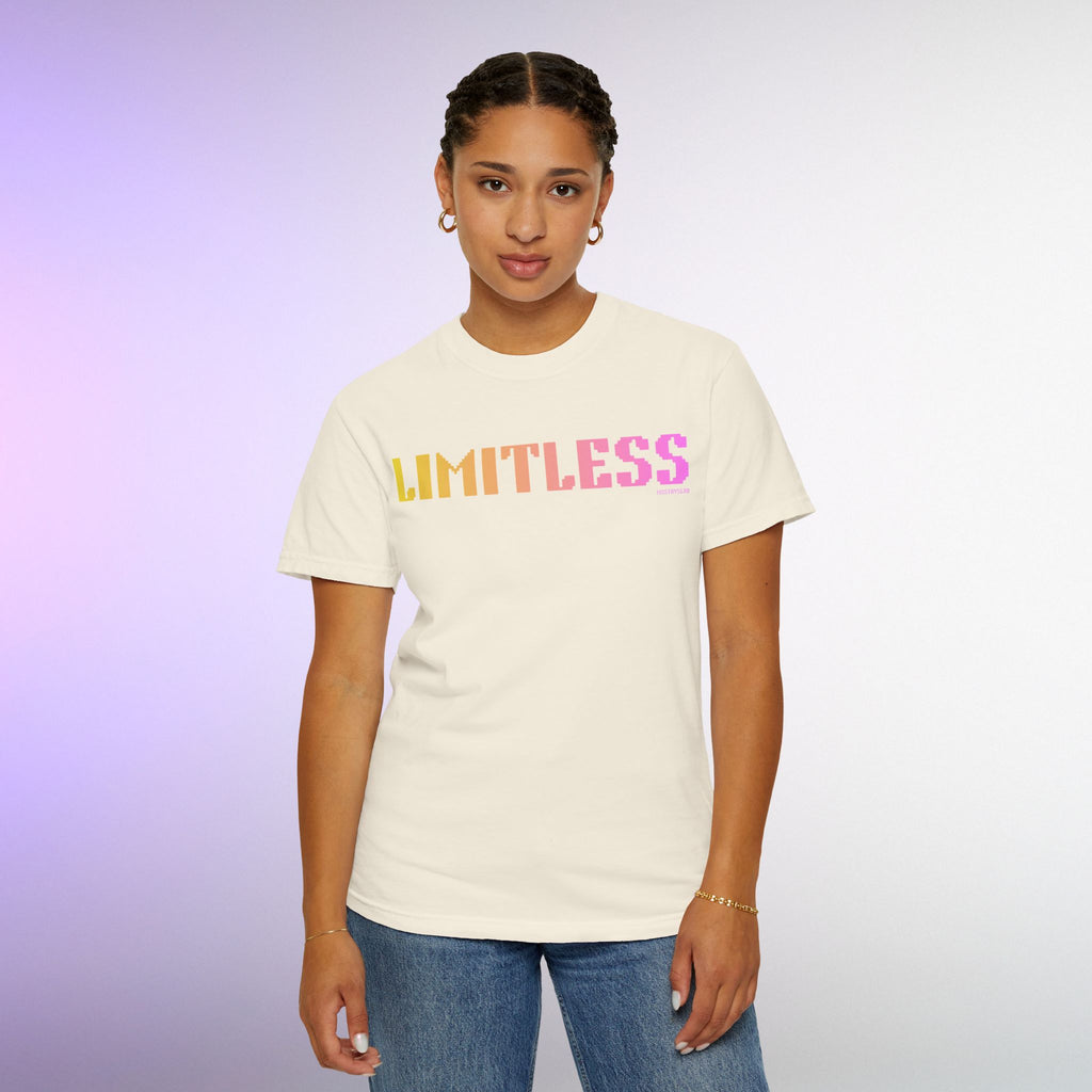 LIMITLESS Graphic T Shirt Aesthetic Streetwear Tee, Unisex Minimal Typography Shirt, Pastel Fashion Top