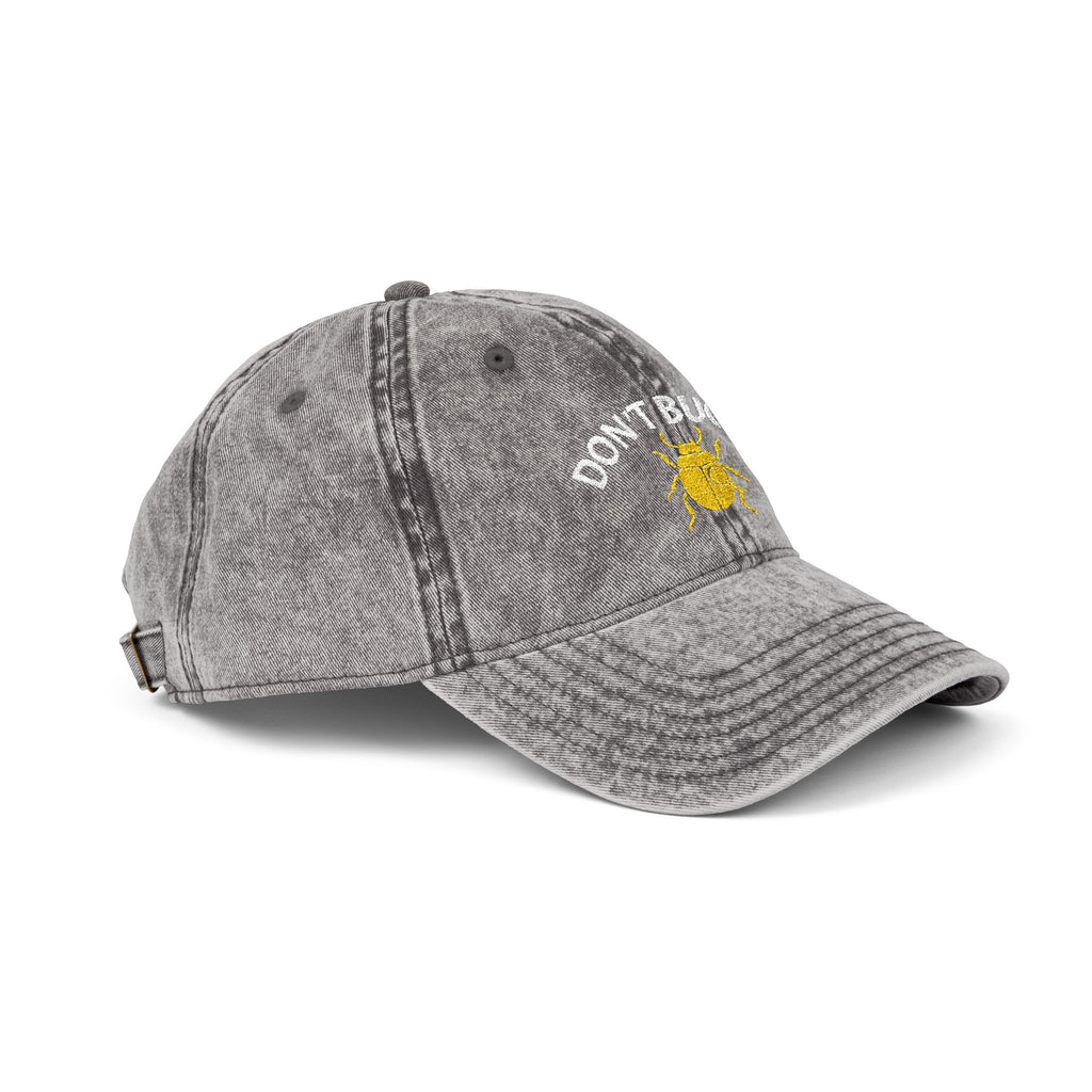 Vintage Cap with Gold Beetle Embroidery | Cool Streetwear Embroidered Cap | Funny Beetle Hat | Sarcastic Dad Cap Minimal Streetwear