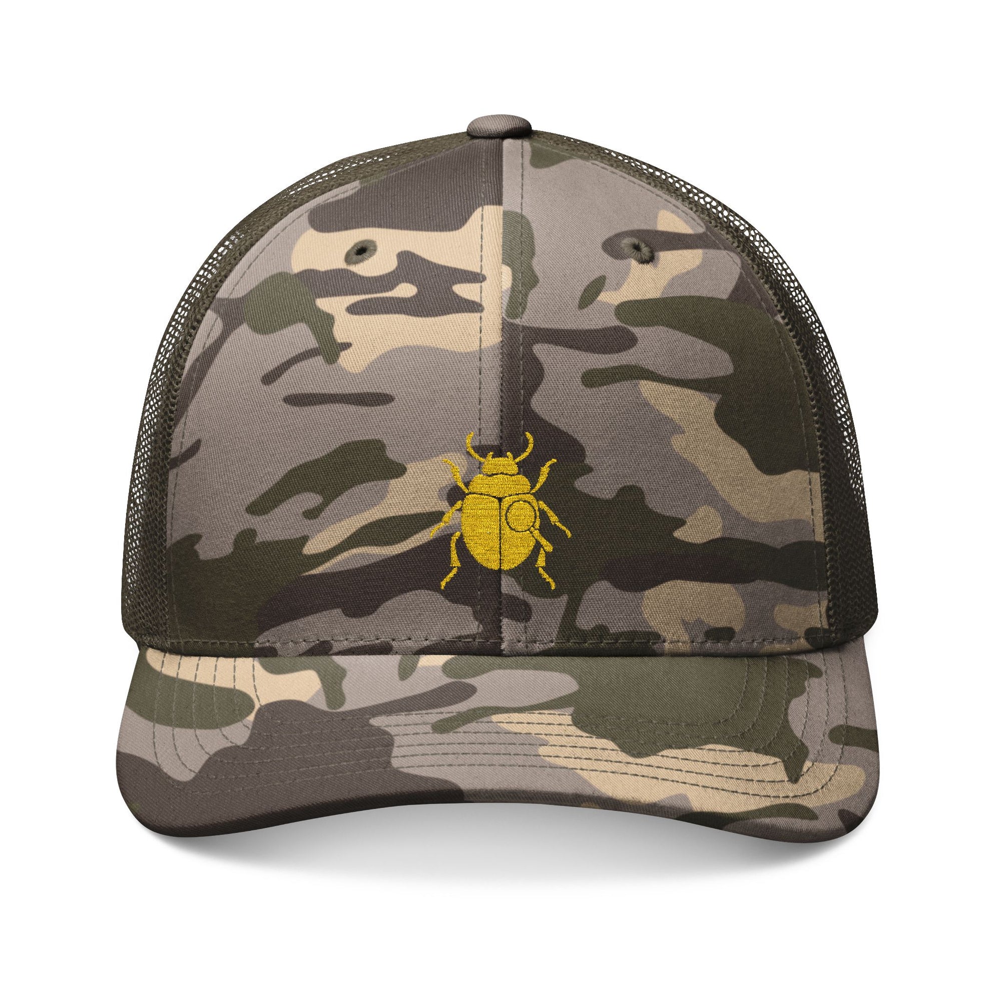 "FIND THE BEETLE NOT" Camouflage Trucker Hat (Embroidery)