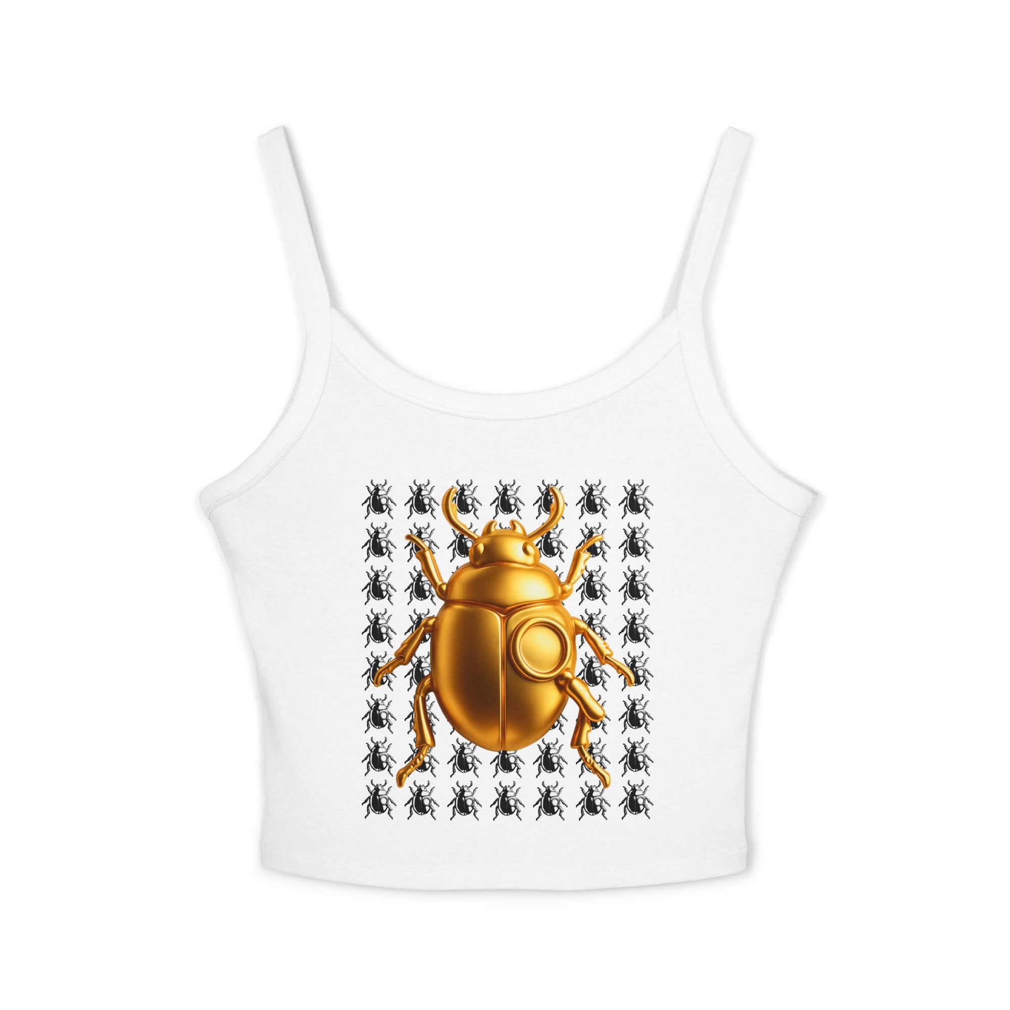 ✨ “BUGS ON MY CHEST” CROP TANK Golden Beetle Edition - Women's Spaghetti Strap Tank Top