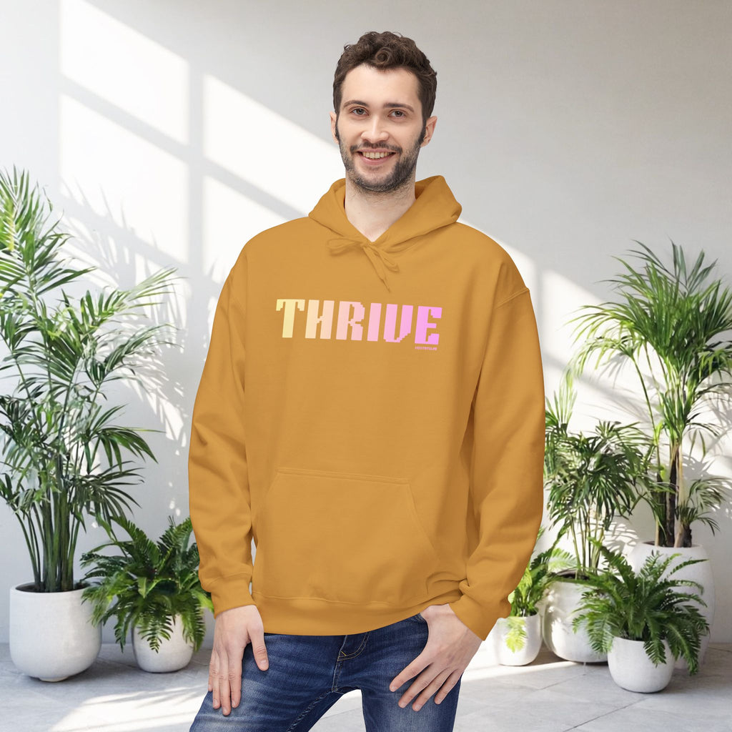 Thrive Bold Big Quote Hoodie | Positive Colorful Print Retro Graphic Pullover