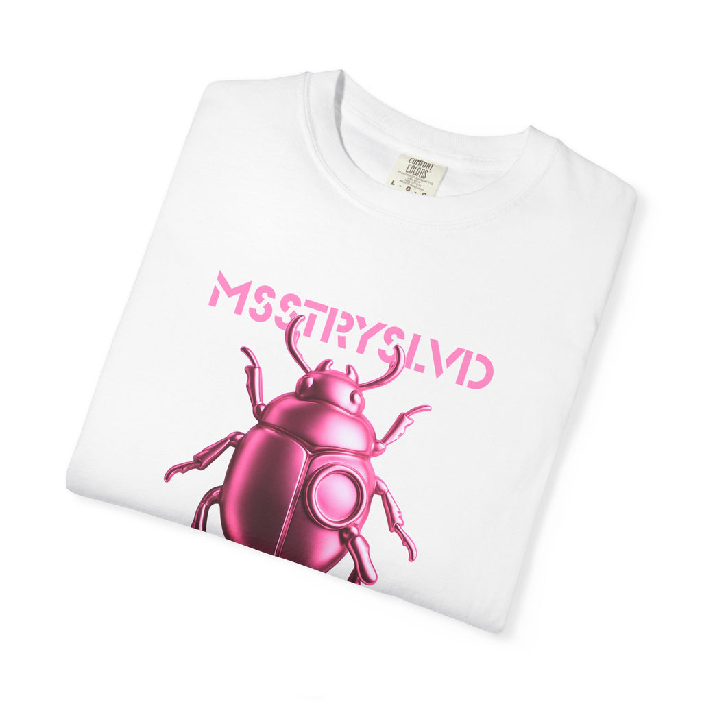 Cyber Beetle Graphic T-Shirt – Futuristic Insect Streetwear Tee, Neon Pink Bug Design Techwear Top For Men & Women