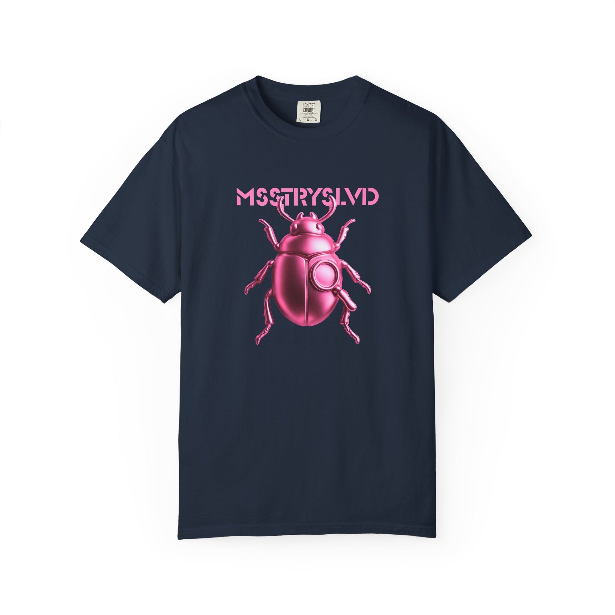 Cyber Beetle Graphic T-Shirt – Futuristic Insect Streetwear Tee, Neon Pink Bug Design Techwear Top For Men & Women