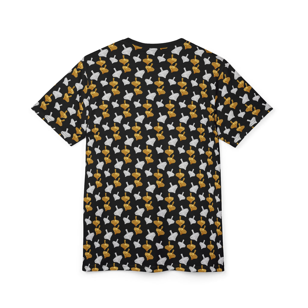 Gold Spinning Top Pattern T-Shirt – All Over Print Designer Tee | Modern Minimalist Unisex Streetwear