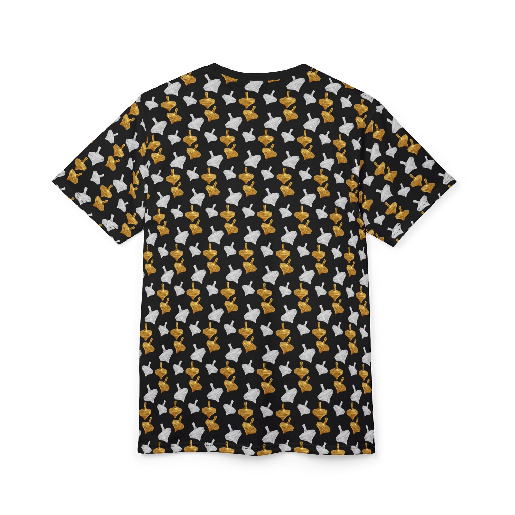 Gold Spinning Top Pattern T-Shirt – All Over Print Designer Tee | Modern Minimalist Unisex Streetwear