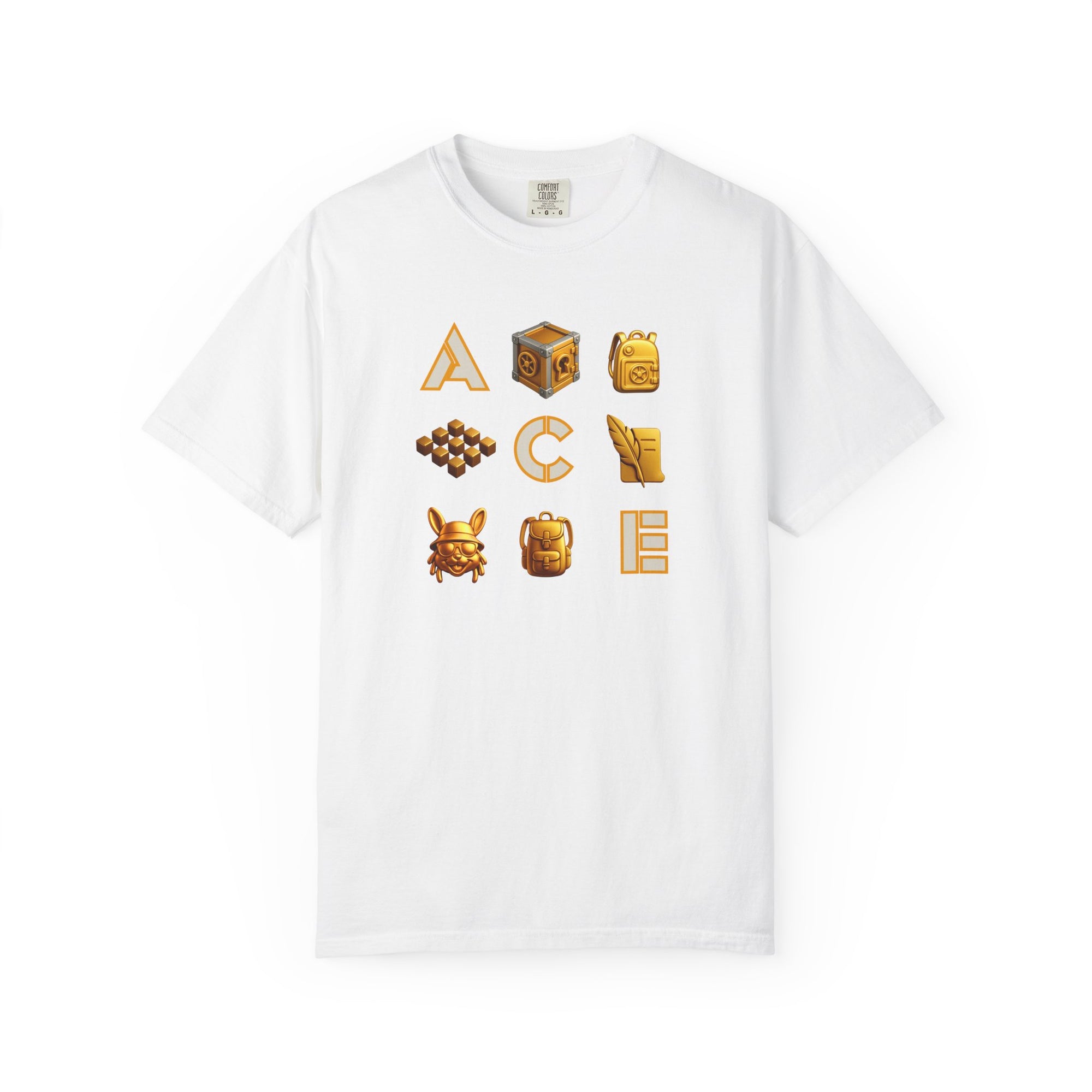 ACE Icon Tee – Golden Vault Game Symbols, Retro Gamer Puzzle Graphic T Shirt