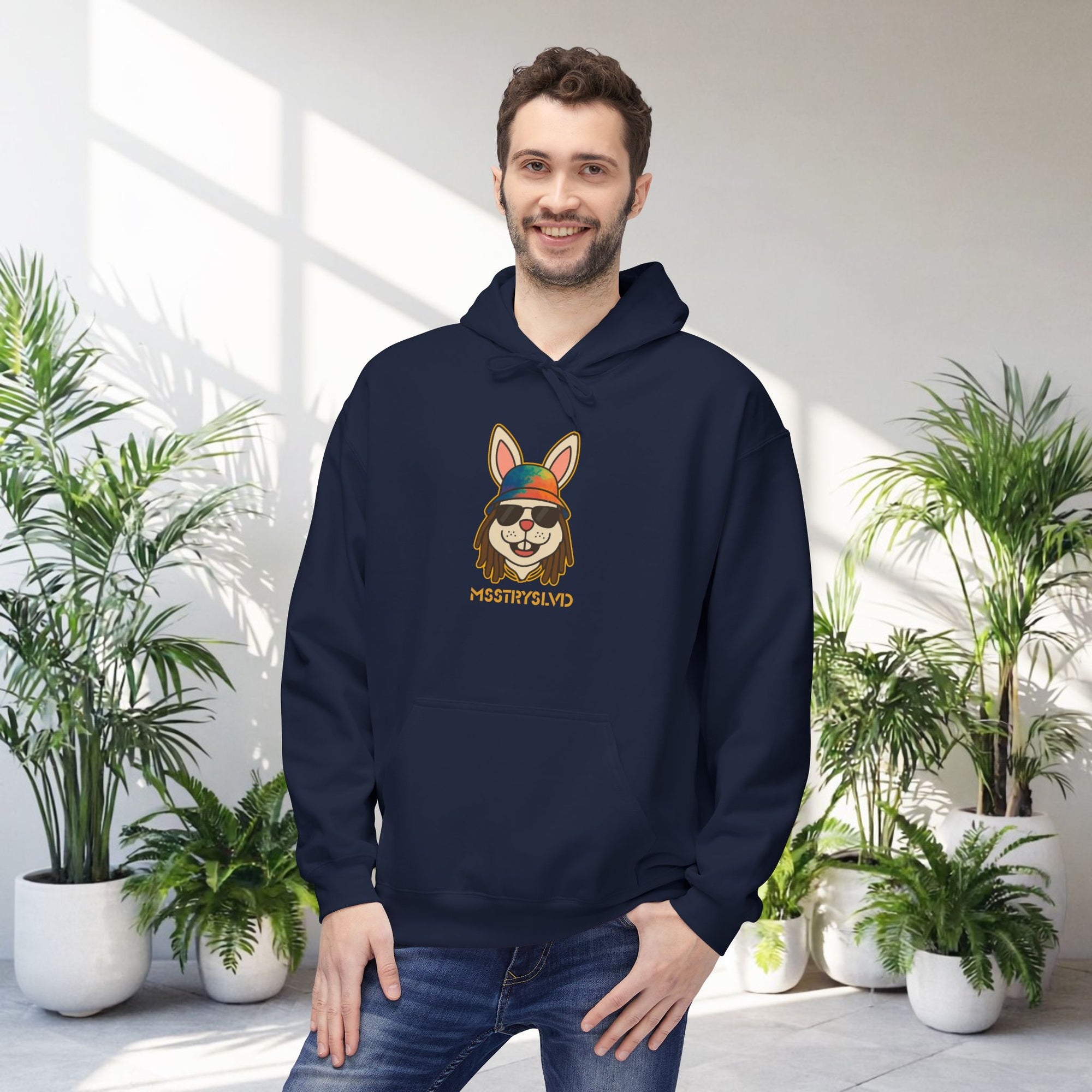 Reggae Bunny Graphic Hoodie | Rabbit with Bucket Hat & Sunglasses Streetwear