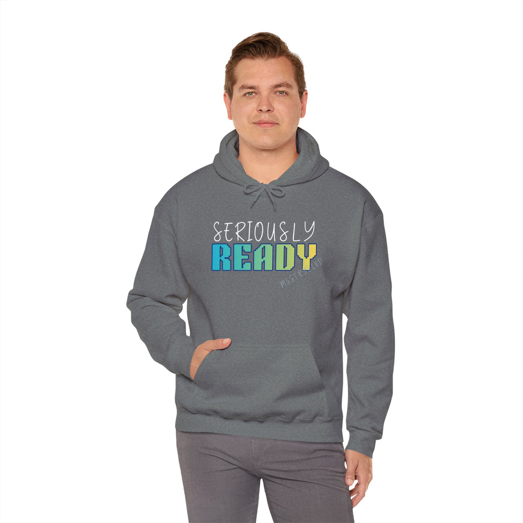 Embroidered Seriously Ready Heavy Blend™ Hooded Sweatshirt Quote Retro Pixel