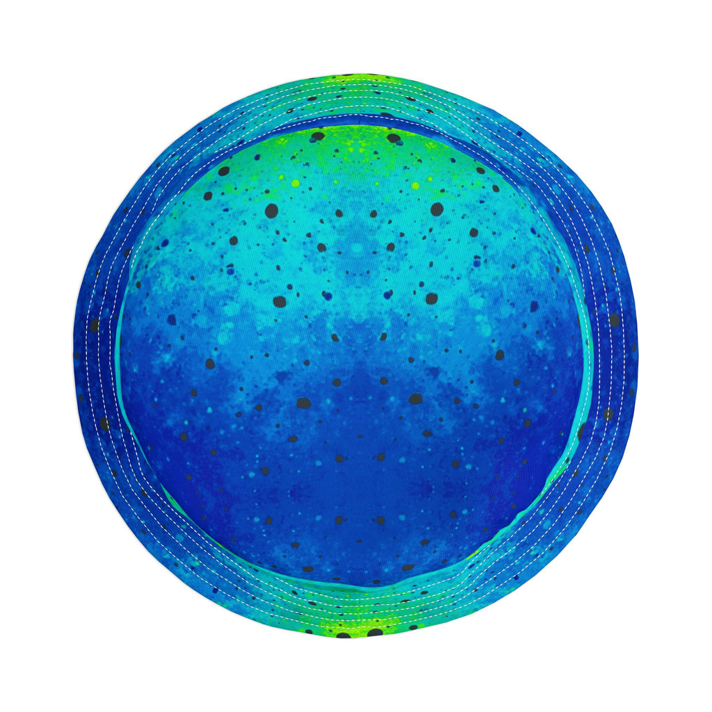 AQUA Color Splash Blue Bucket Hat in Neon Aqua & Teal | Cool Reversible Hat for Summer Festival | Streetwear