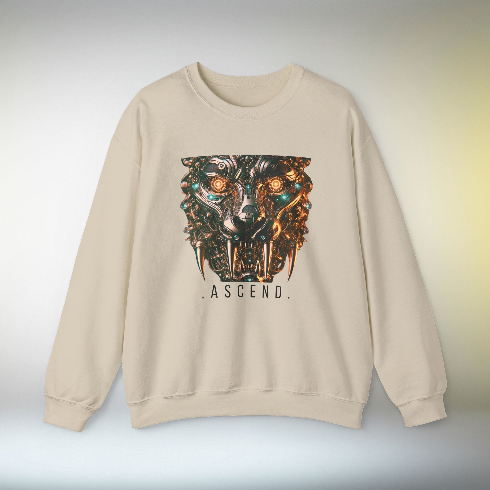 ASCEND Cyber Panther Sweatshirt | Futuristic Mechanical Animal Graphic Crewneck, Sci-Fi Streetwear Unisex