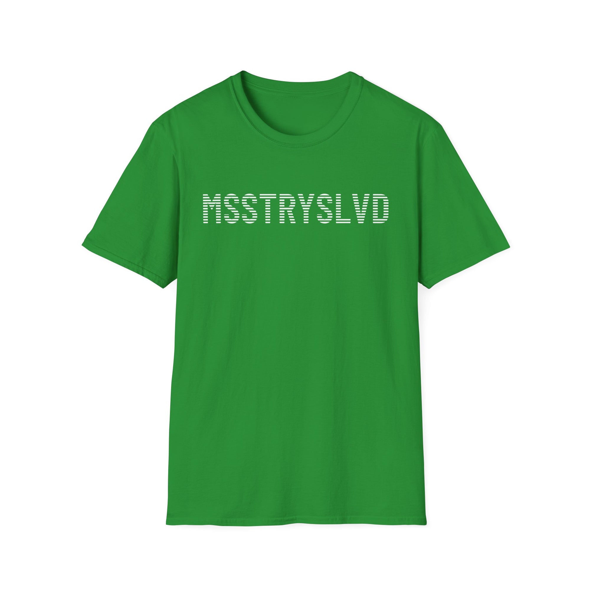 MSSTRYSLVD Word Stripe Graphic T-Shirt – Industrial Font Design Tee, White Bold Text Unisex Shirt, Typography Lovers Gift, Minimalist Urban Style
