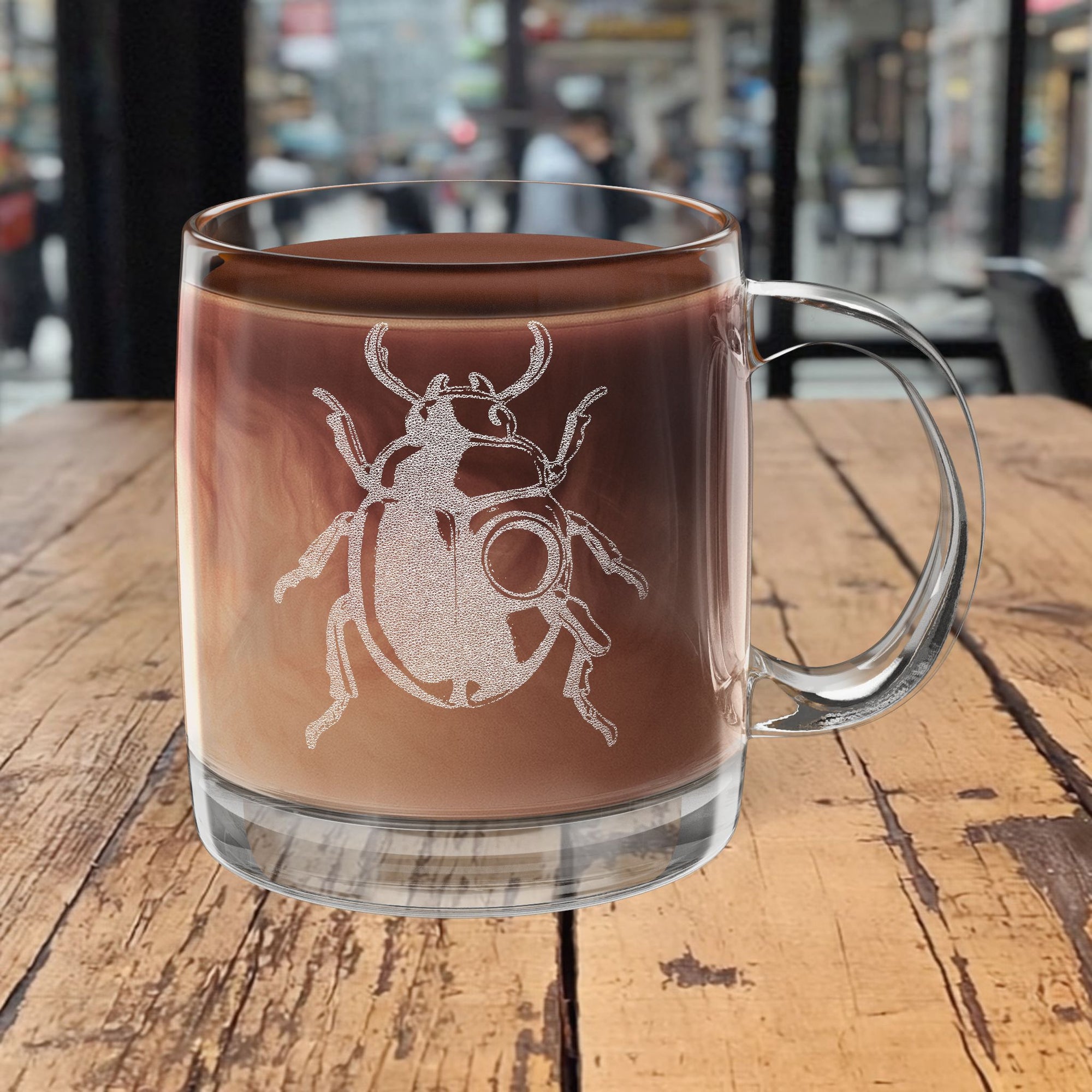 "HIDDEN GEM" Glass Coffee Mug, 12.25oz (Engraving)