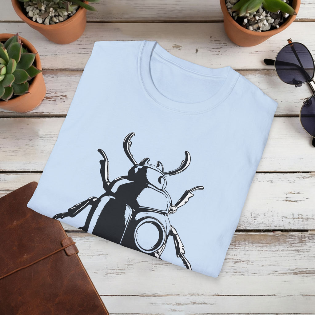 Beetle Graphic T-Shirt – Minimalist Insect Shirt, Nature-Inspired Unisex Tee, Entomology Gift, Aesthetic Bug Design, Unisex Softstyle T-Shirt