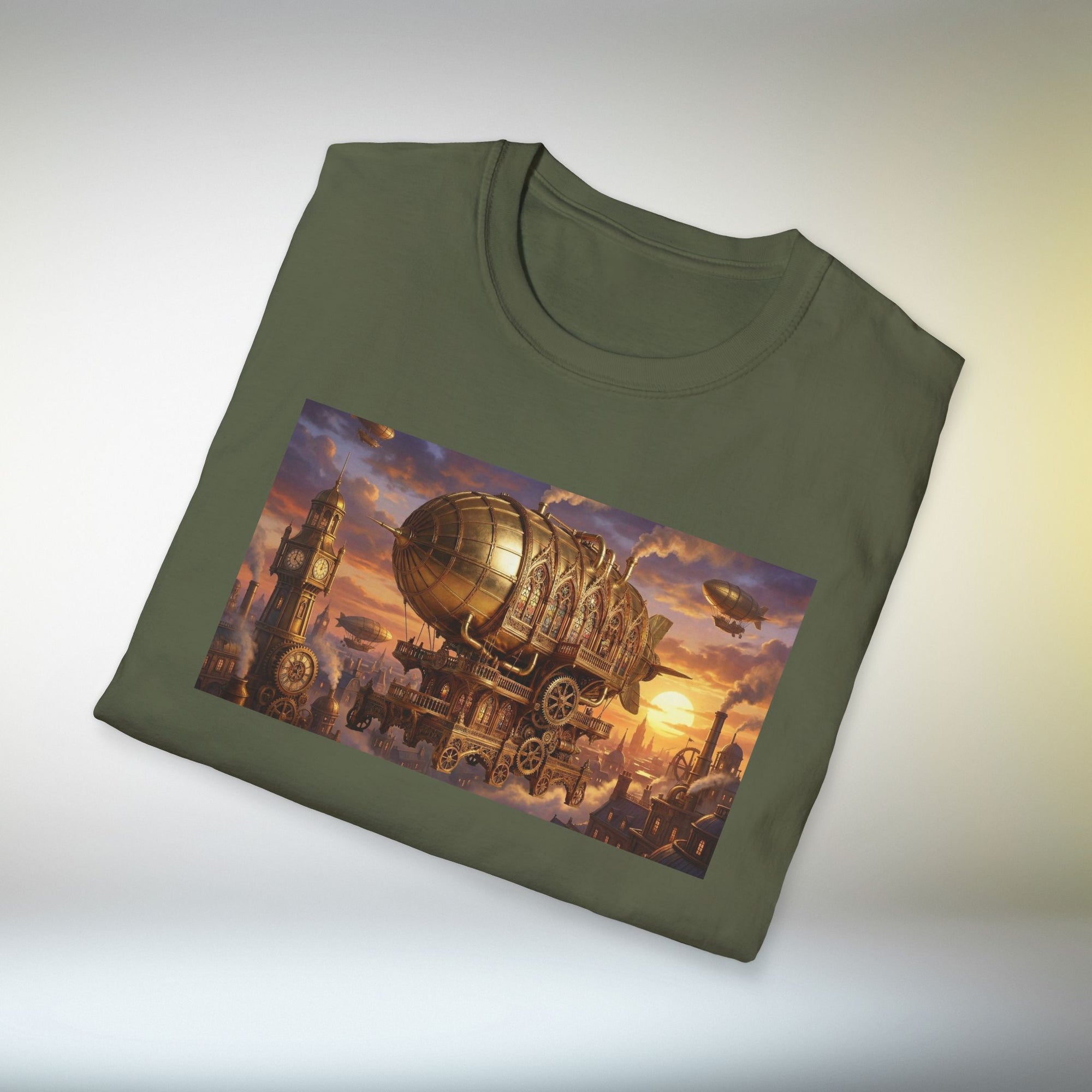 Steampunk Airship T-Shirt | Fantasy Vintage Flying Machine Graphic Tee Retro