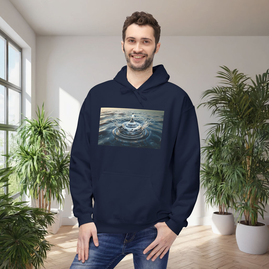 Liquid Balance Hoodie – Reflective Glass Spinning Top Design | Mindful Minimalist Streetwear