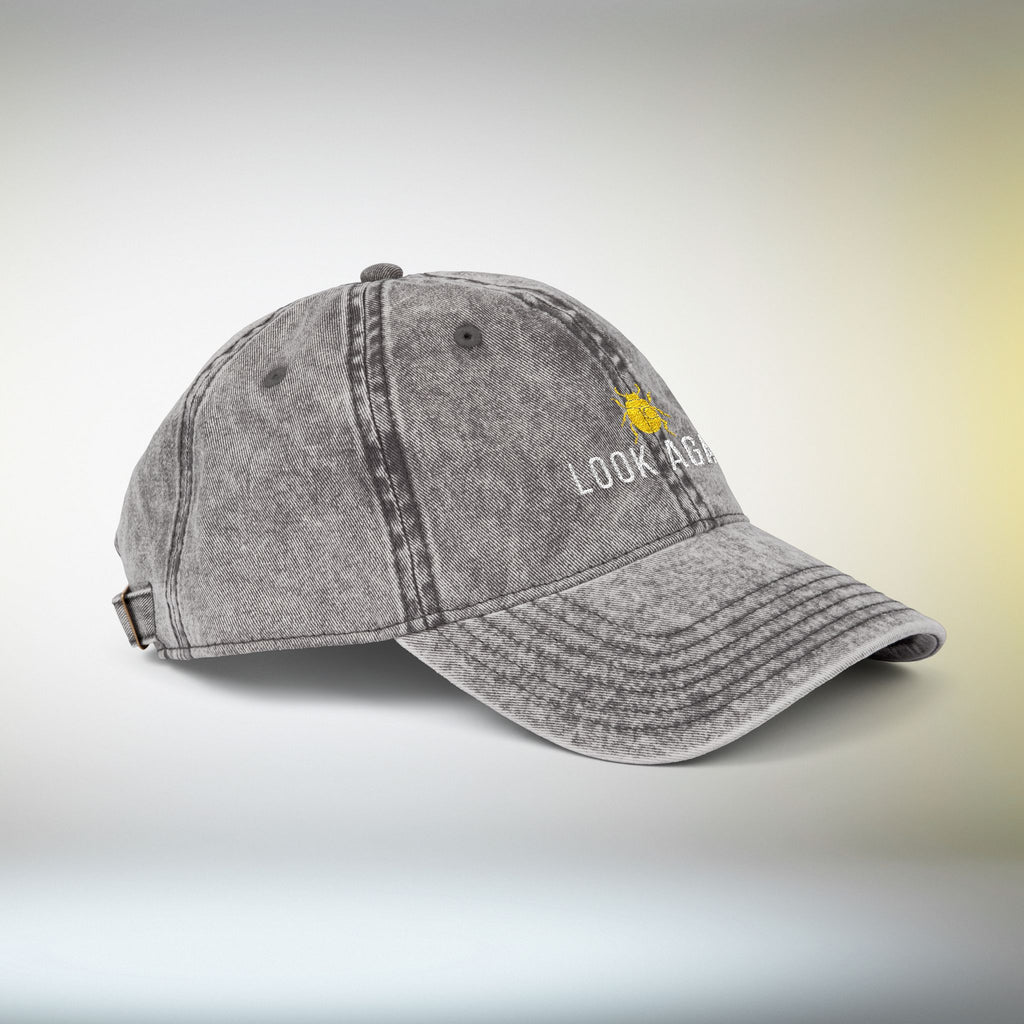 Look Again Embroidered Vintage Cap | Minimal Beetle Dad Hat, Premium Unisex Embroidery, Subtle Streetwear Hat