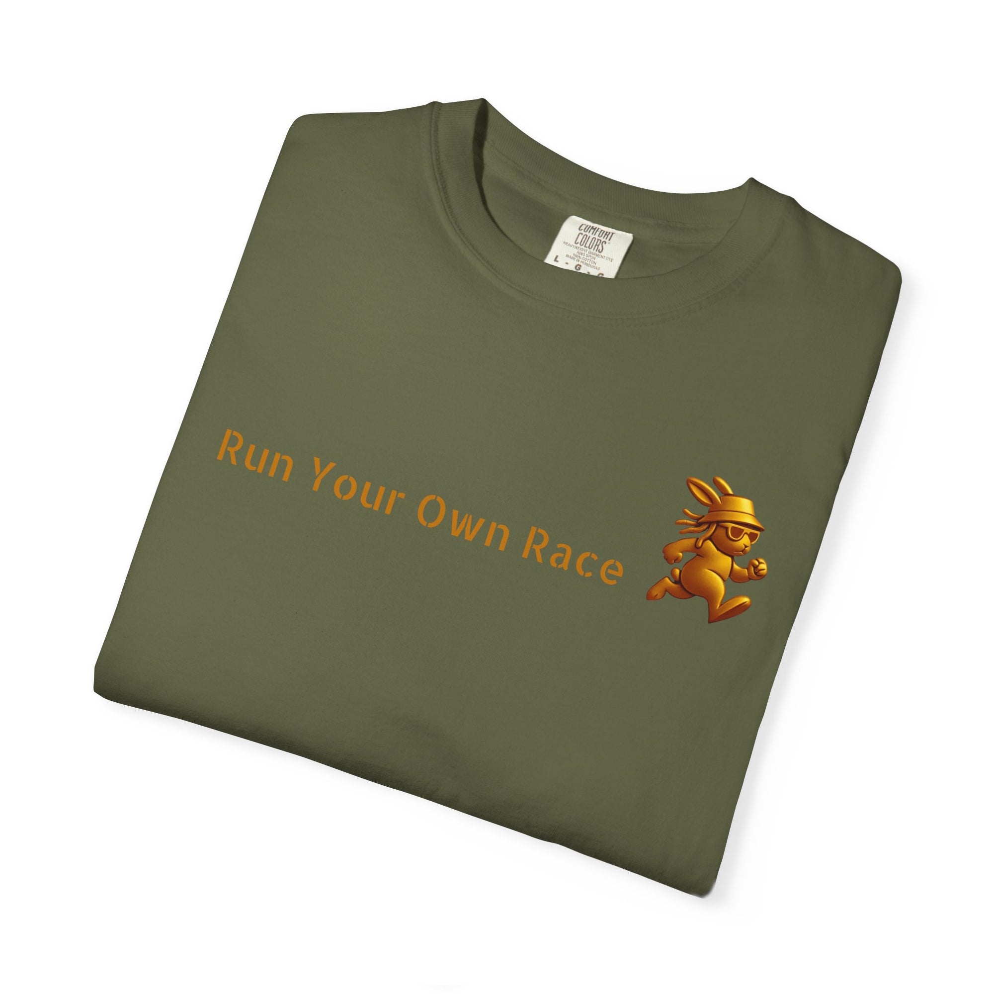 Gold Fearless Bunny Streetwear Graphic Tee| Run Your Own Race T Shirt