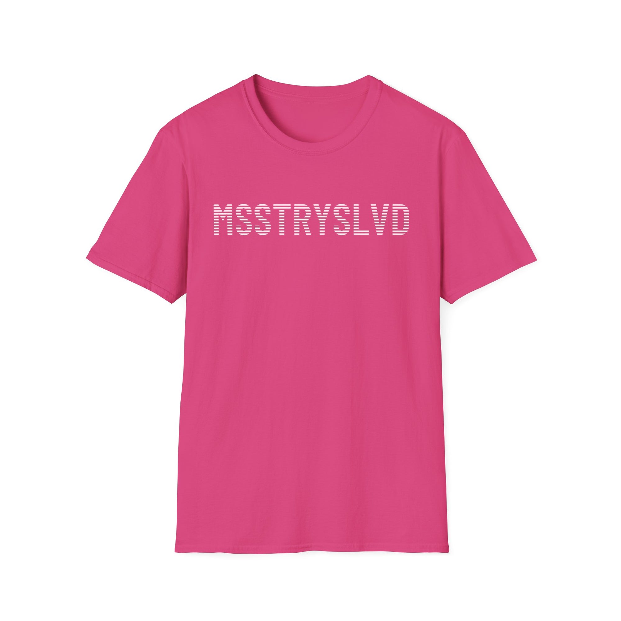 MSSTRYSLVD Word Stripe Graphic T-Shirt – Industrial Font Design Tee, White Bold Text Unisex Shirt, Typography Lovers Gift, Minimalist Urban Style