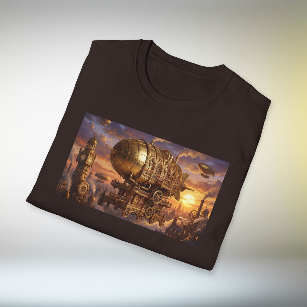 Steampunk Airship T-Shirt | Fantasy Vintage Flying Machine Graphic Tee Retro